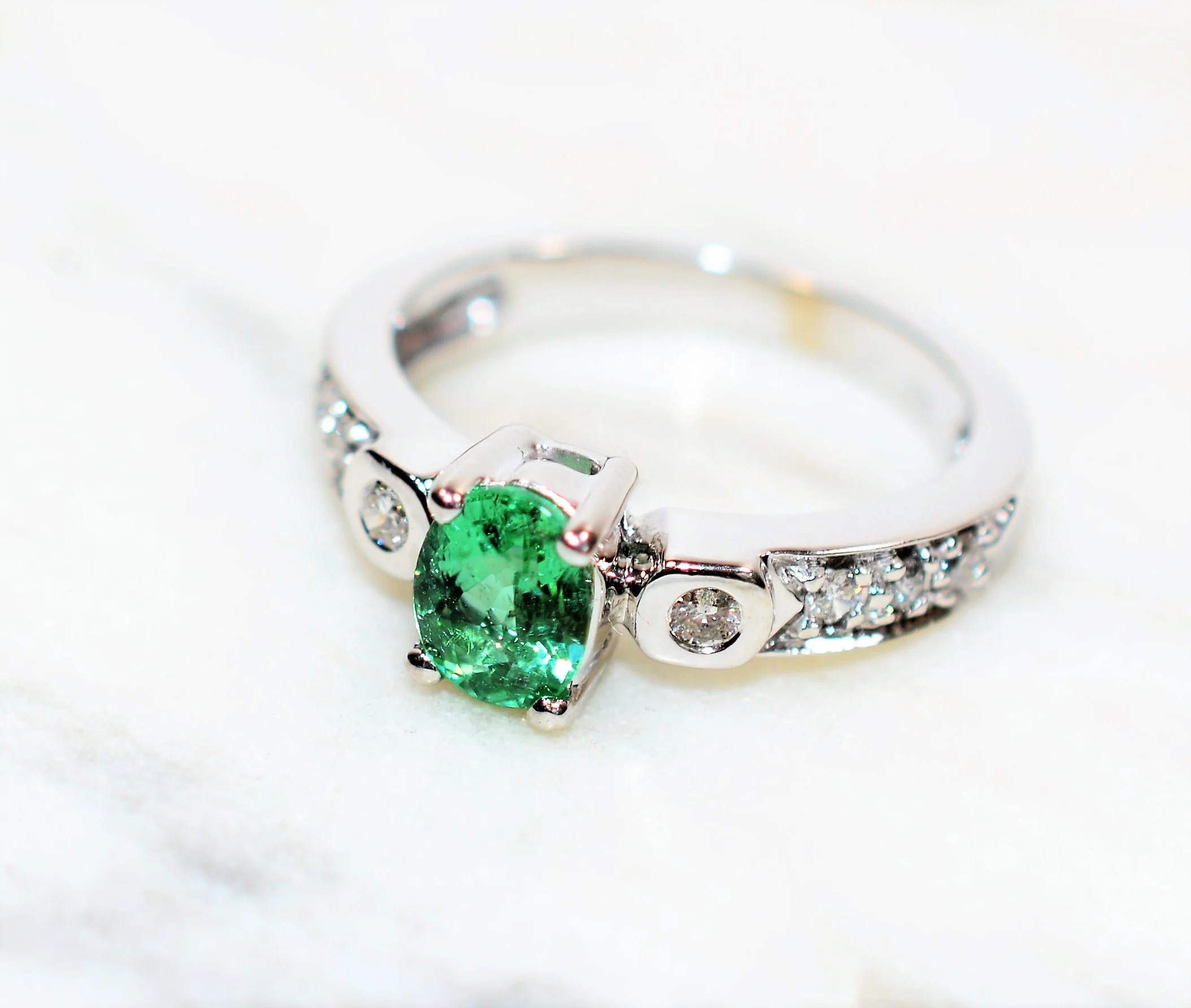 Natural Brazilian Paraiba Tourmaline & Diamond Ring 14K White Gold 1.14tcw Gemstone Women's Ring Engagement Ring Promise Ring Statement Ring Estate - Image 8