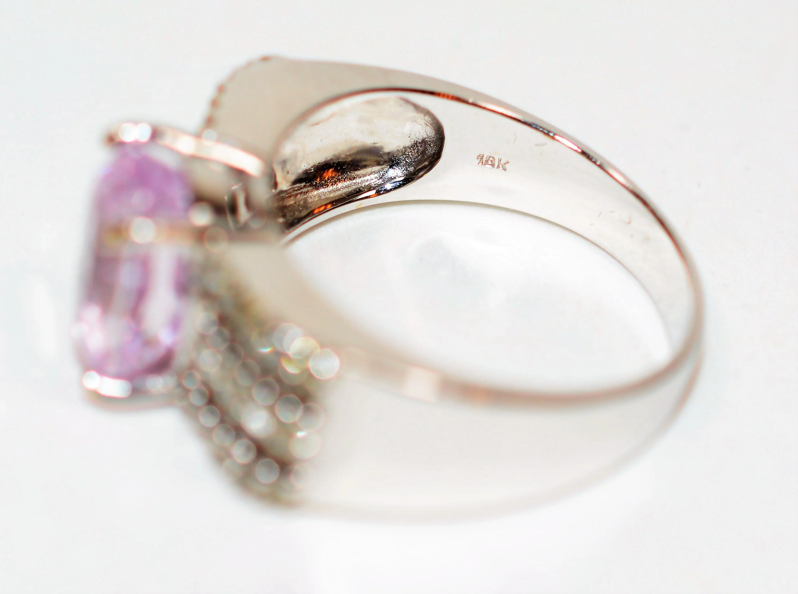 Natural Kunzite & Diamond Ring 18K Solid White Gold 5.74tcw Kunzite Ring Pink Ring Cocktail Ring Statement Ring Vintage Ring Estate Jewelry - Image 6