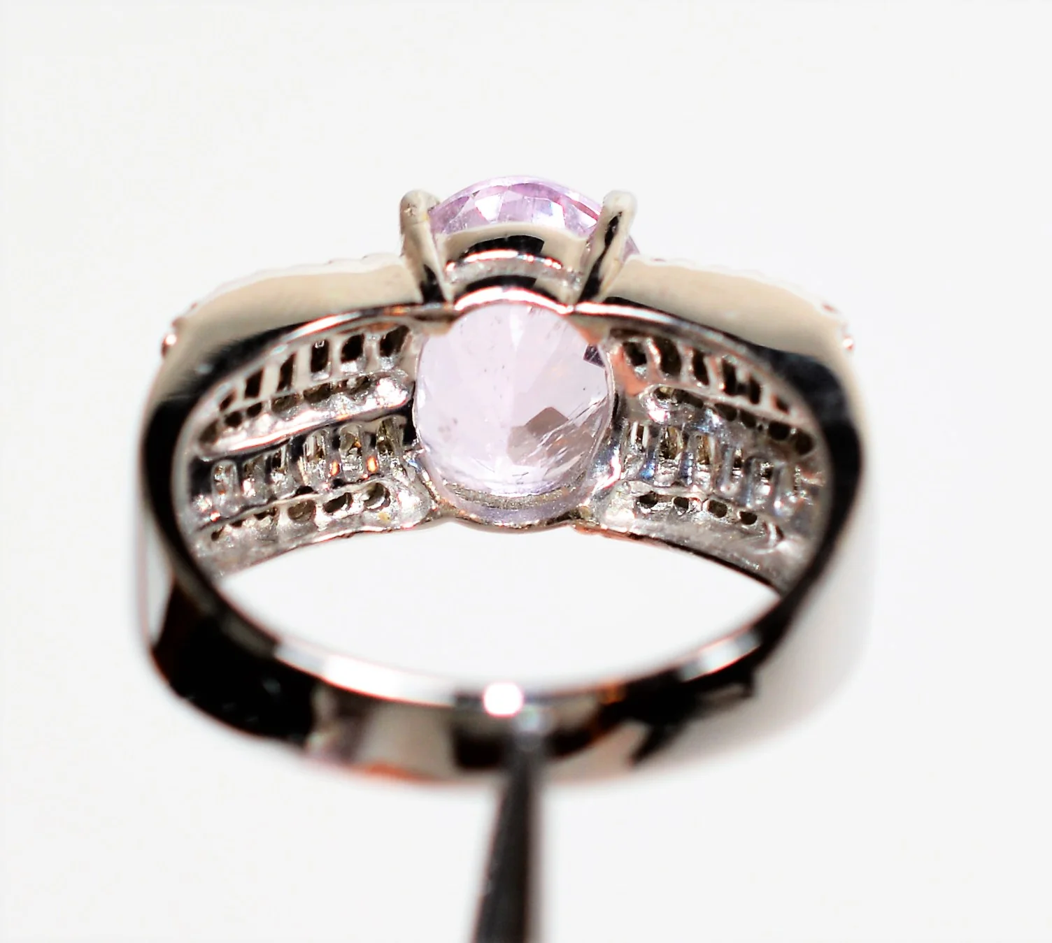 Natural Kunzite & Diamond Ring 18K Solid White Gold 5.74tcw Kunzite Ring Pink Ring Cocktail Ring Statement Ring Vintage Ring Estate Jewelry - Image 7