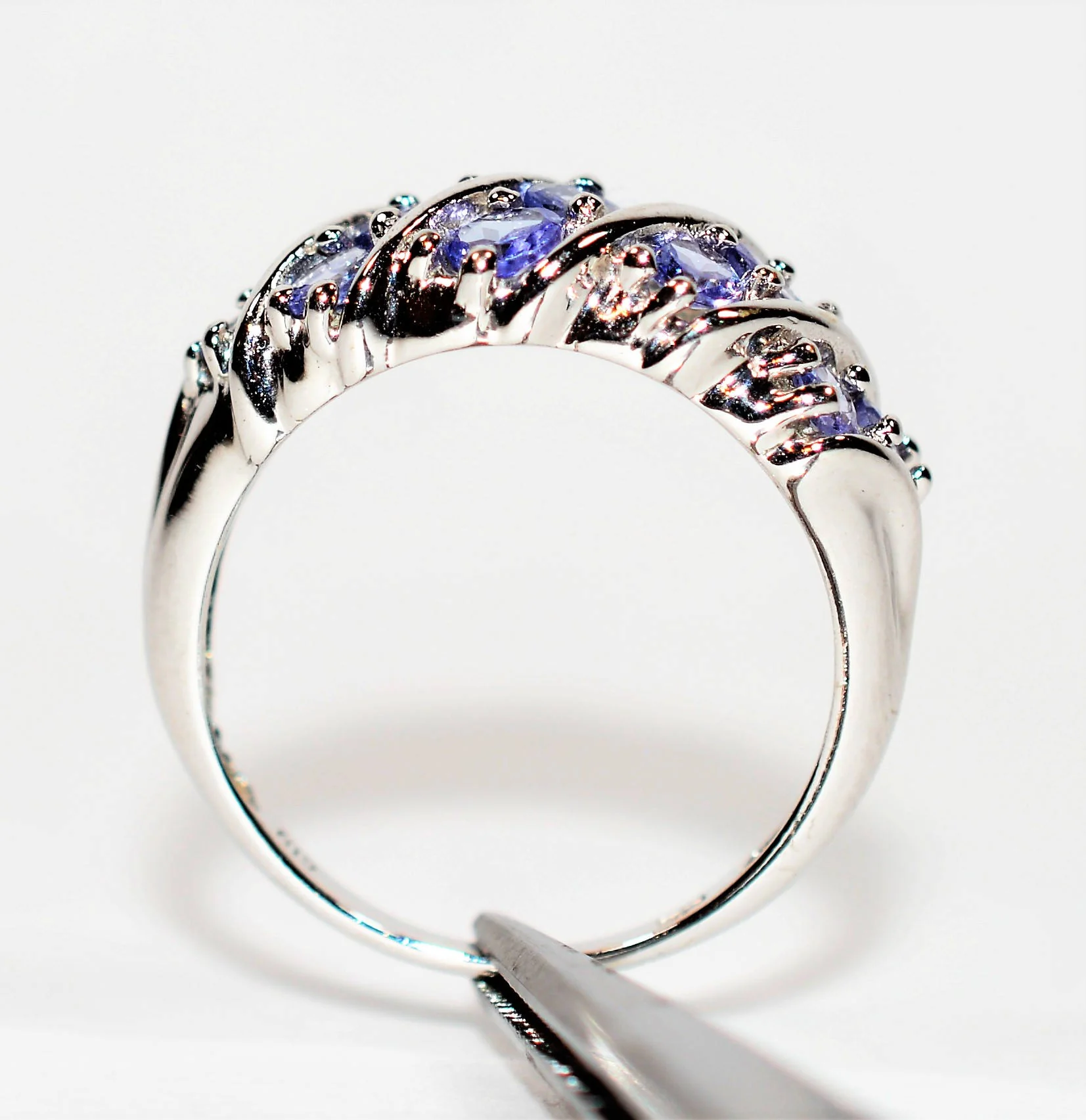 Natural Tanzanite Ring 14K Solid White Gold 1.50tcw Cluster Ring Gemstone Ring December Birthstone Ring Band Ring Vintage Ring Women's Ring - Image 3