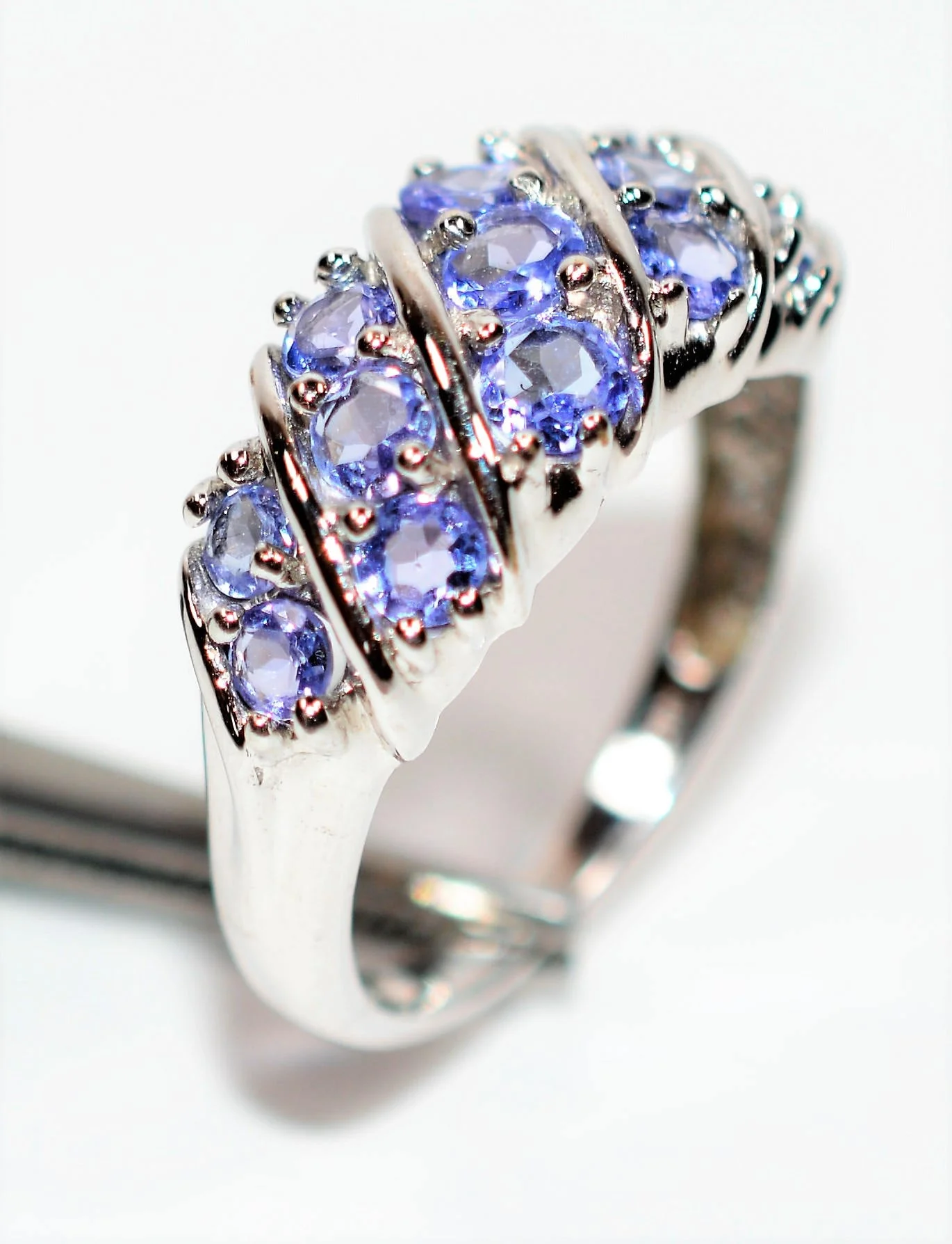 Natural Tanzanite Ring 14K Solid White Gold 1.50tcw Cluster Ring Gemstone Ring December Birthstone Ring Band Ring Vintage Ring Women's Ring - Image 4