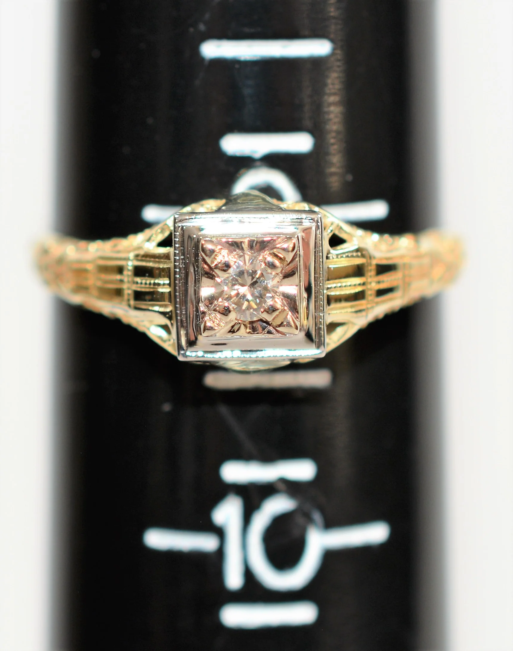 Natural Diamond Ring 14K Solid Gold .13ct Engagement Ring Antique Ring Solitaire Ring Estate Ring Art Deco Ring Bridal Vintage Jewellery - Image 10