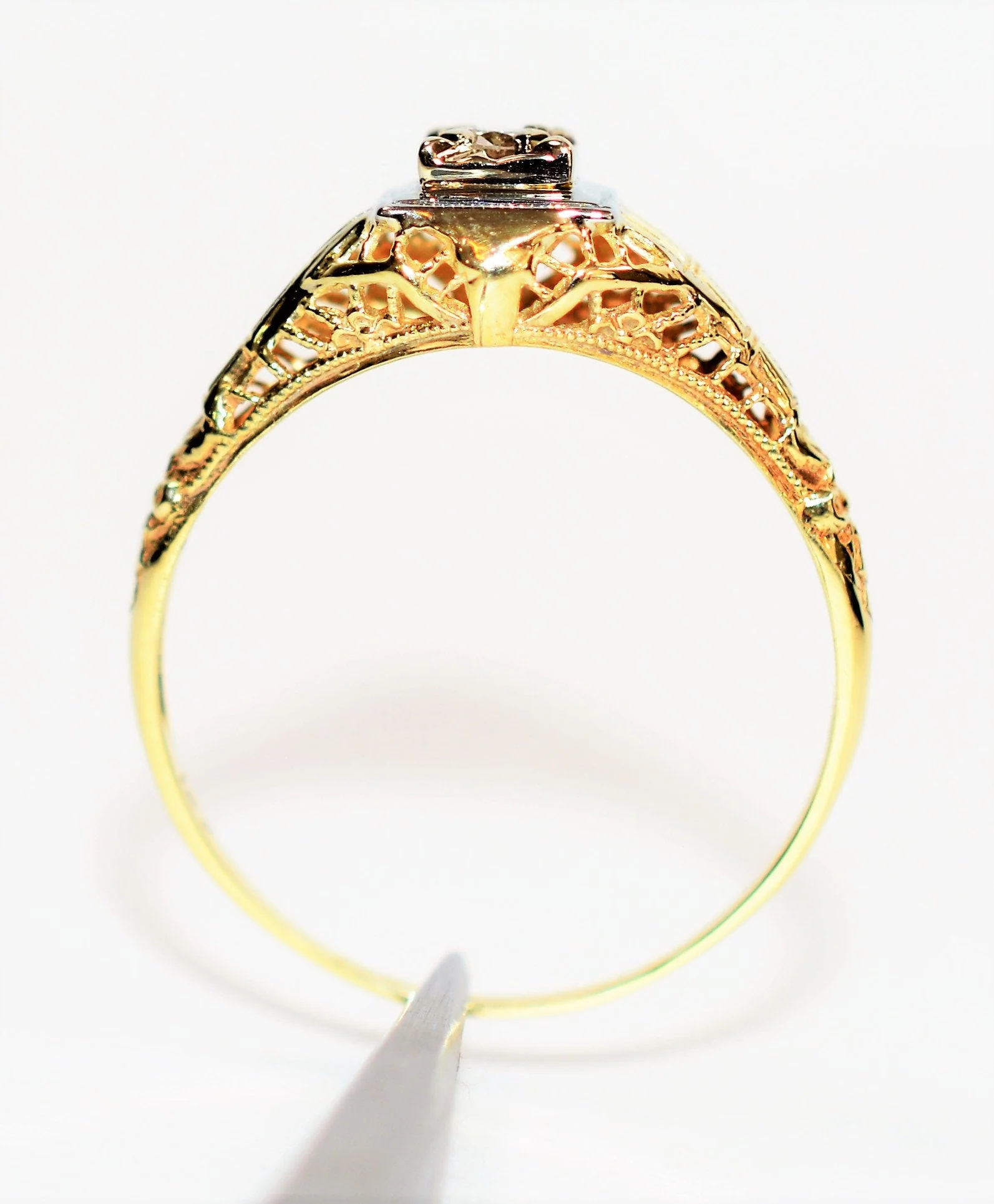 Natural Diamond Ring 14K Solid Gold .13ct Engagement Ring Antique Ring Solitaire Ring Estate Ring Art Deco Ring Bridal Vintage Jewellery - Image 3