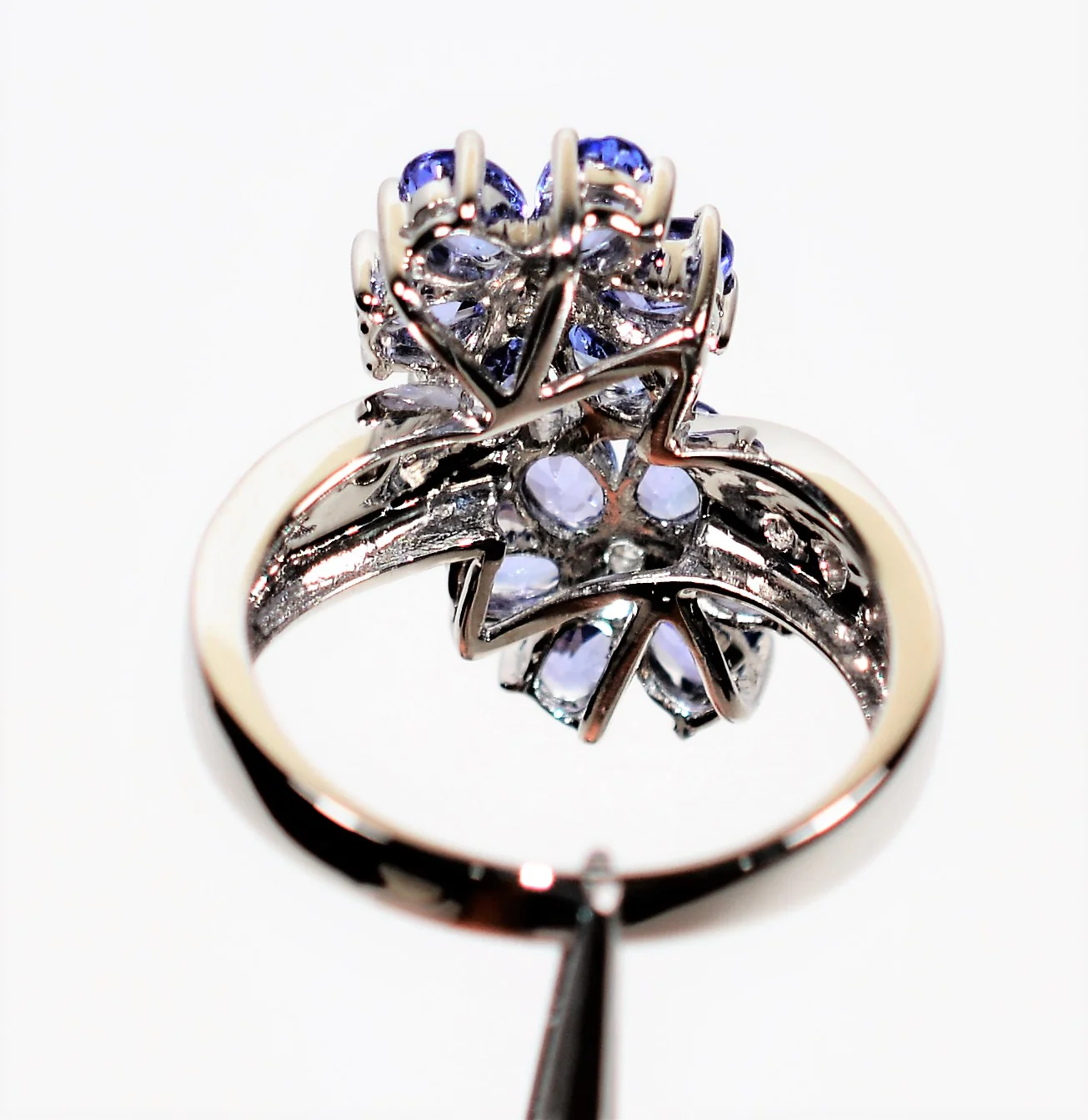 Natural Tanzanite & Diamond Ring 18K Solid White Gold 3.20tcw Flower Ring Cluster Ring Gemstone Ring December Birthstone Ring Women's Ring - Image 7