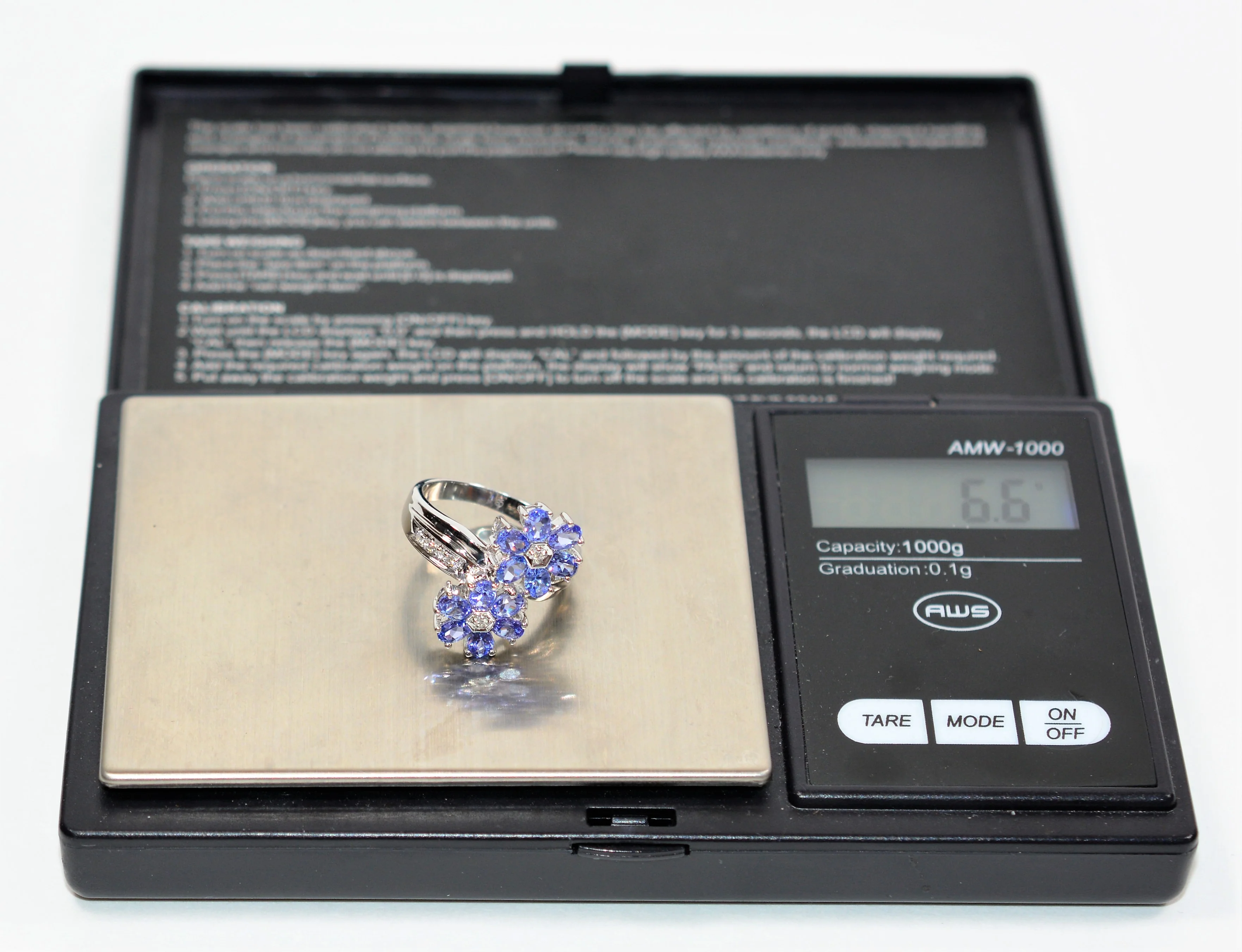 Natural Tanzanite & Diamond Ring 18K Solid White Gold 3.20tcw Flower Ring Cluster Ring Gemstone Ring December Birthstone Ring Women's Ring - Image 8
