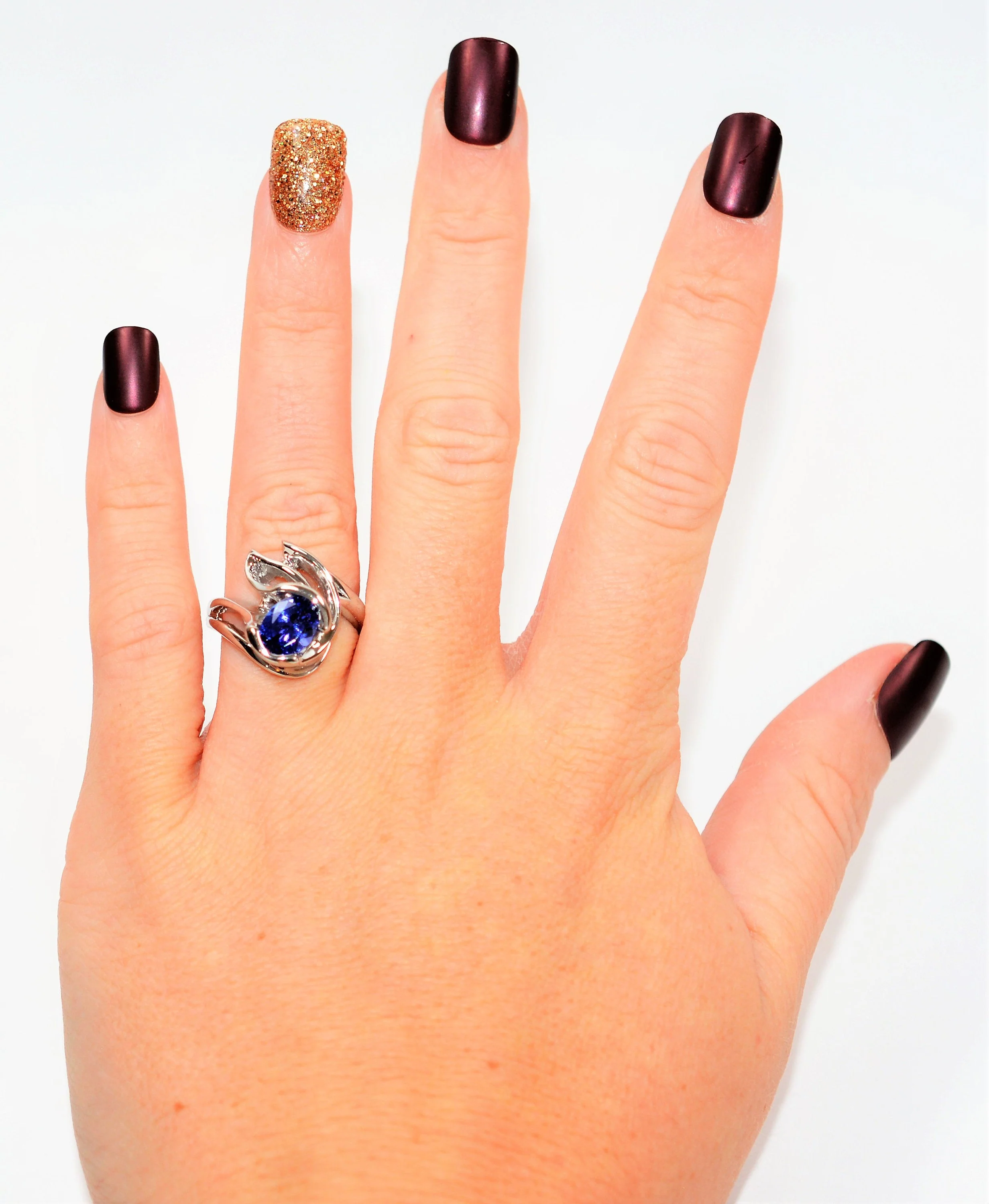 GIA Certified Natural D'Block Tanzanite Ring 14K Solid White Gold 1.33ct Solitaire Ring Statement Ring Cocktail Ring Estate Jewelry December - Image 3