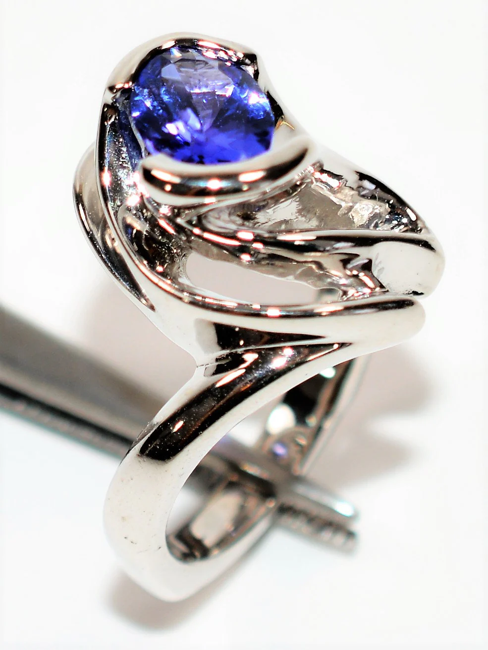 GIA Certified Natural D'Block Tanzanite Ring 14K Solid White Gold 1.33ct Solitaire Ring Statement Ring Cocktail Ring Estate Jewelry December - Image 5