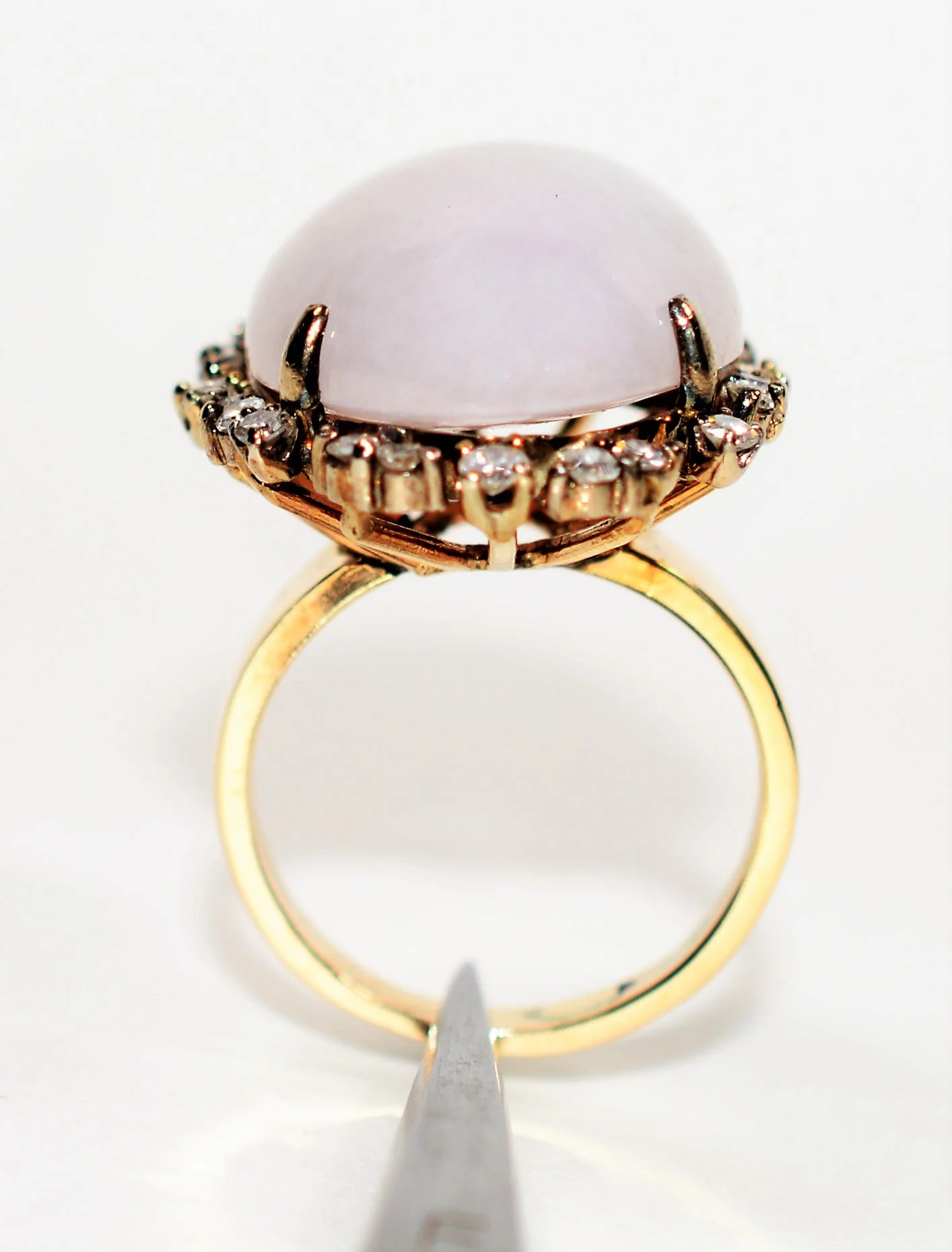 Natural Lavender Jade & Diamond Ring 14K Solid Gold 16.75tcw Cocktail Ring Statement Ring Birthstone Ring Purple Ring Jade Ring Women’s Ring - Image 3