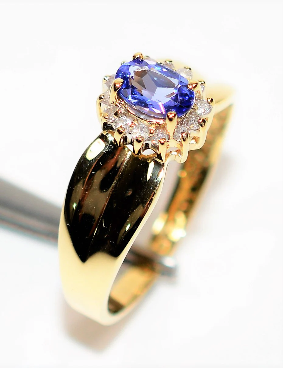 Natural Tanzanite & Diamond Ring 14K Solid Gold .55tcw Vintage Ring Statement Ring Gemstone Ring December Birthstone Ring Tanzanite Ring - Image 4