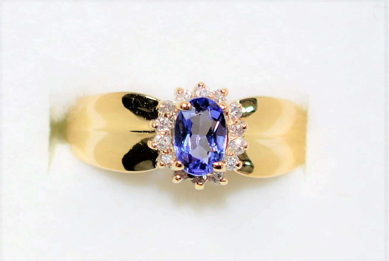 Natural Tanzanite & Diamond Ring 14K Solid Gold .55tcw Vintage Ring Statement Ring Gemstone Ring December Birthstone Ring Tanzanite Ring - Image 5