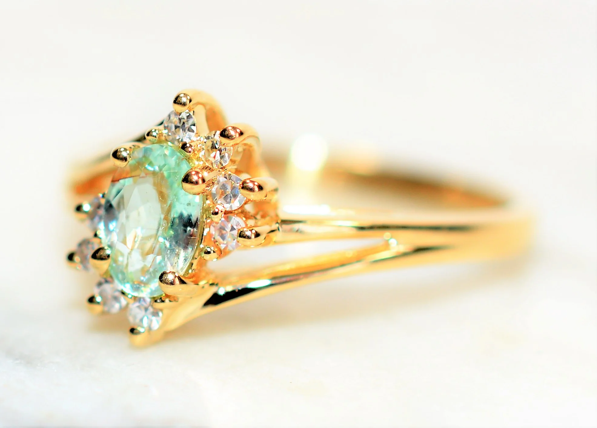 Natural Paraiba Tourmaline & Diamond Ring 14K Solid Gold .55tcw Cluster Fine Gemstone Ladies Ring Women’s Fine Jewelry Estate Jewellery - Image 8