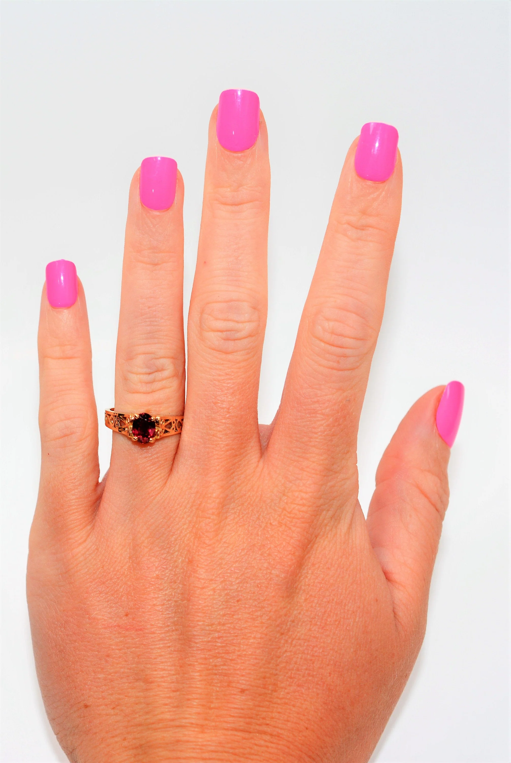 Natural Rubellite Ring 14K Solid Gold .82ct Pink Tourmaline Ring Antique Ring Vintage Ring Solitaire Ring Women's Ring Birthstone Ring Jewelry - Image 2