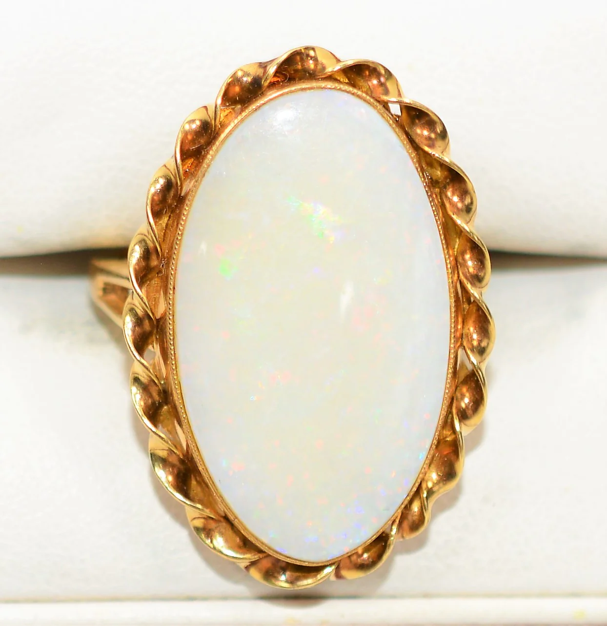 Natural Ethiopian Opal Ring 14K Solid Gold 25mm Precious Opal Ring Solitaire Ring Statement Ring Vintage Ring Cocktail Ring Birthstone Ring - Image 5