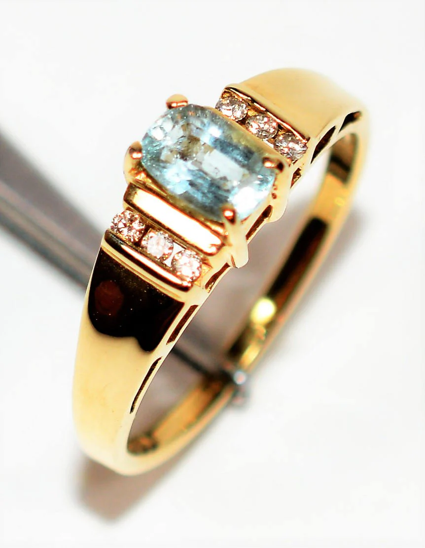 Natural Paraiba Tourmaline & Diamond Ring 10K Solid Gold .58tcw Gemstone Ring Women's Ring Statement Ring Birthstone Ring Estate Jewellery - Image 4
