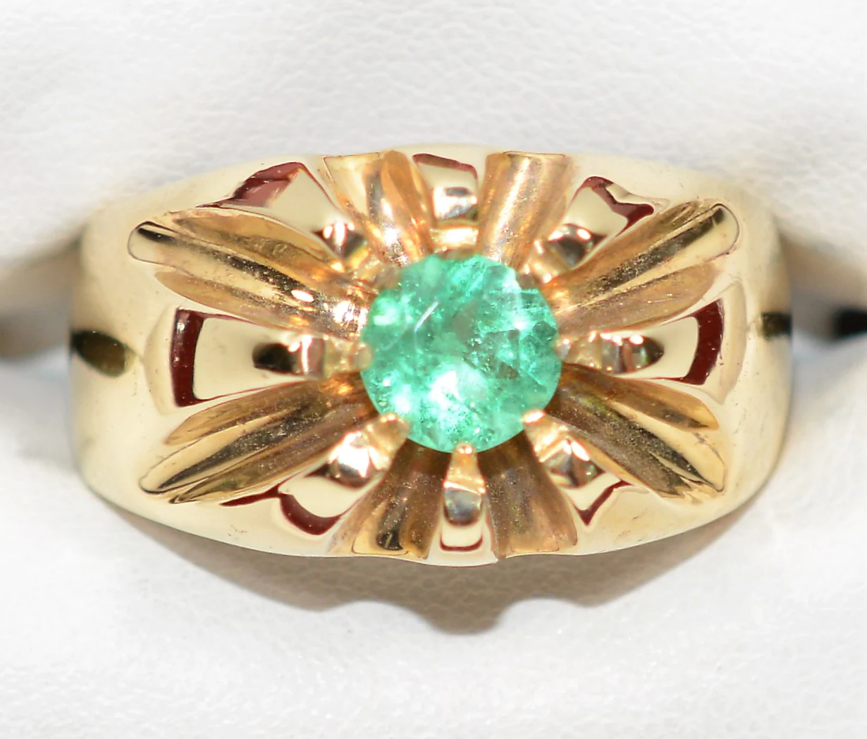 Natural Colombian Emerald Ring 10K Solid Gold 1.10ct Solitaire Ring Statement Ring Men's Ring May Birthstone Ring Vintage Ring Estate Ring - Image 5