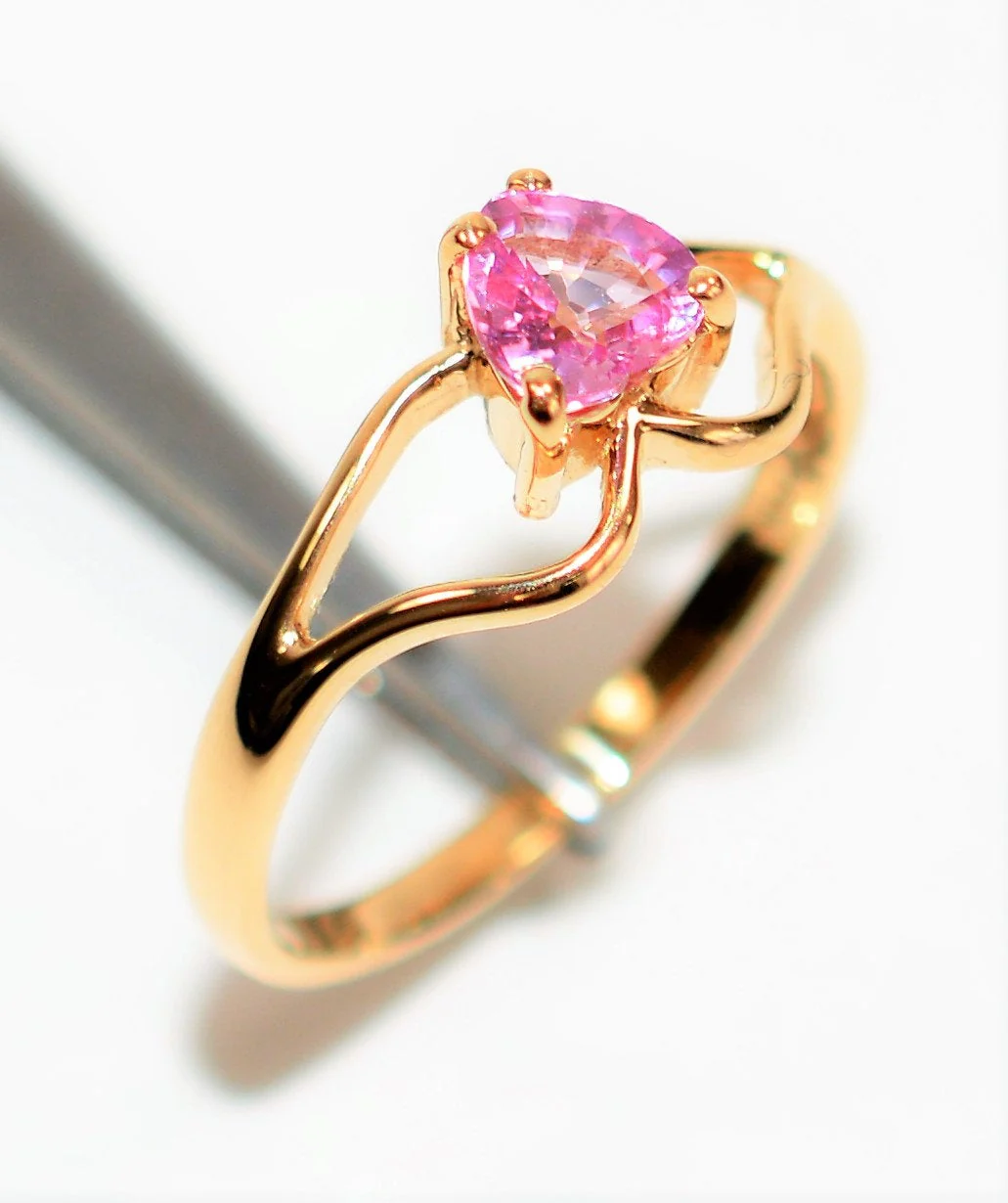 Natural Padparadscha Sapphire Ring 14K Solid Gold .50ct Heart Ring Gemstone Ring Promise Ring Engagement Ring Solitaire Ring Pink Ring Fine - Image 4