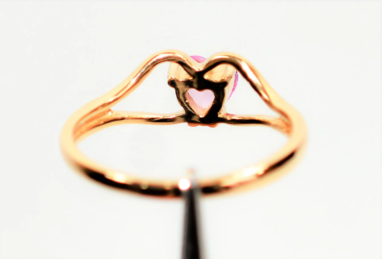Natural Padparadscha Sapphire Ring 14K Solid Gold .50ct Heart Ring Gemstone Ring Promise Ring Engagement Ring Solitaire Ring Pink Ring Fine - Image 7