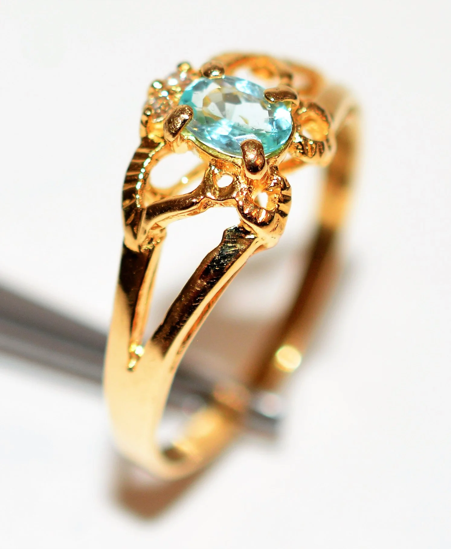 Natural Paraiba Tourmaline Ring 18K Solid Gold .33ct Solitaire Ring Women's Ring Butterfly Ring Gemstone Ring Birthstone Ring Fine Jewelry - Image 4