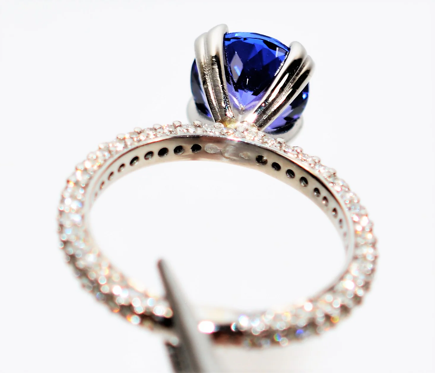 Gabriel & Co. GIA Certified Natural D'Block Tanzanite and Diamond Ring 18K Solid White Gold 3.96tcw Eternity Ring Engagement Ring Bridal - Image 9