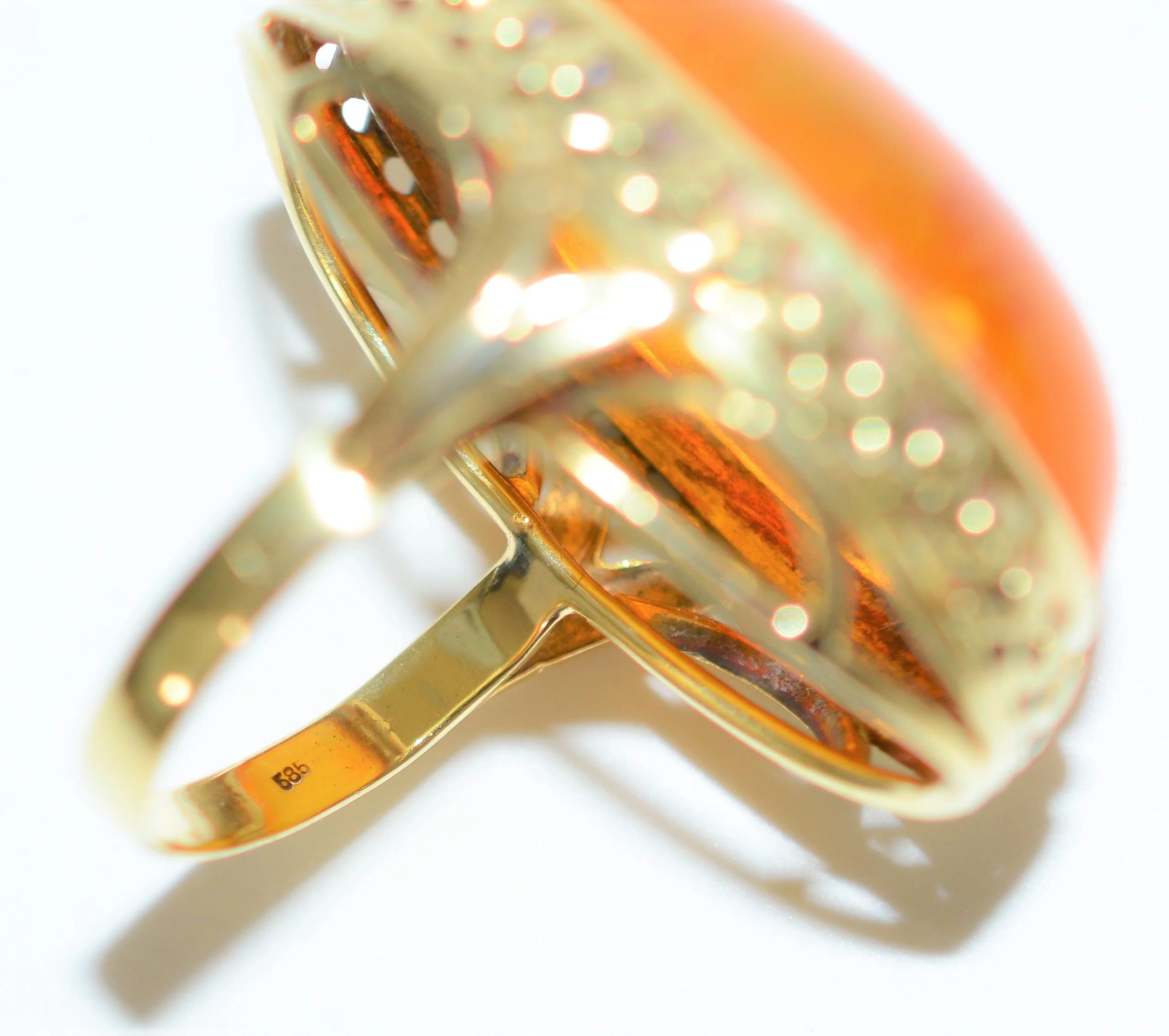 Natural Amber Ring 14K Solid Gold Solitaire Statement Antique Cocktail Vintage Fine Estate Jewelry - Image 6