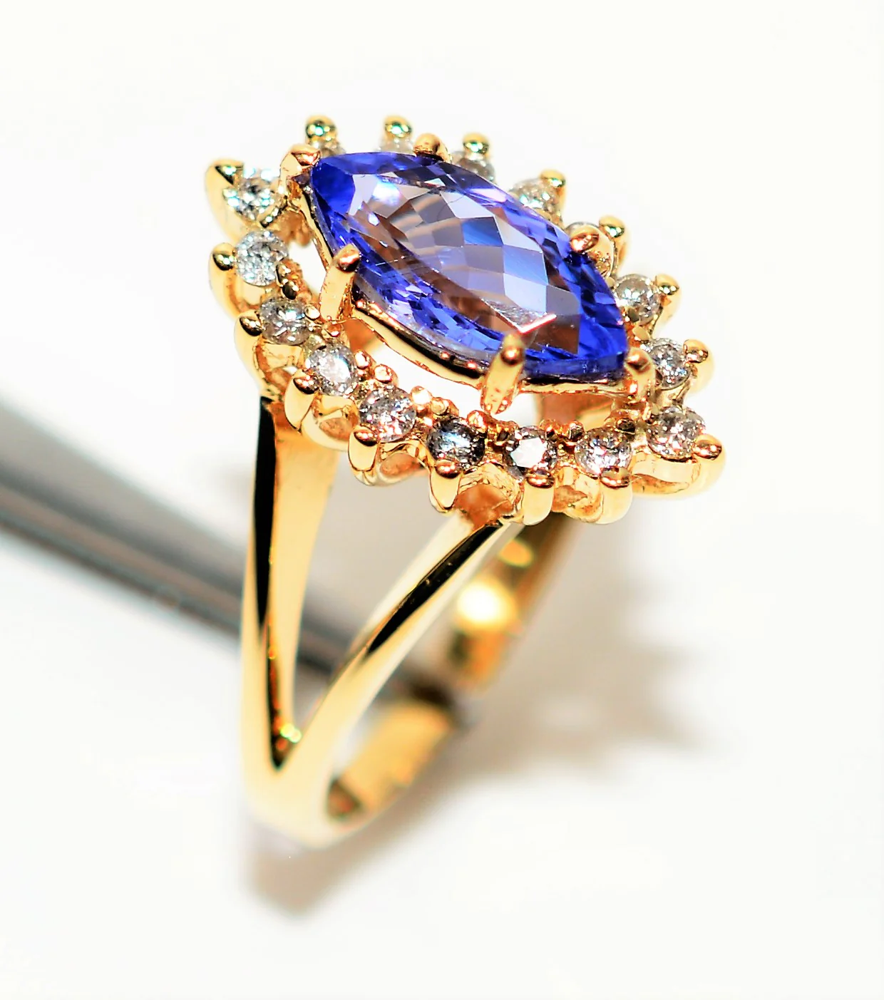 Certified Natural D'Block Tanzanite & Diamond Ring 14K Solid Gold 1.40tcw December Birthstone Ring Statement Ring Gemstone Ring Vintage Ring - Image 5