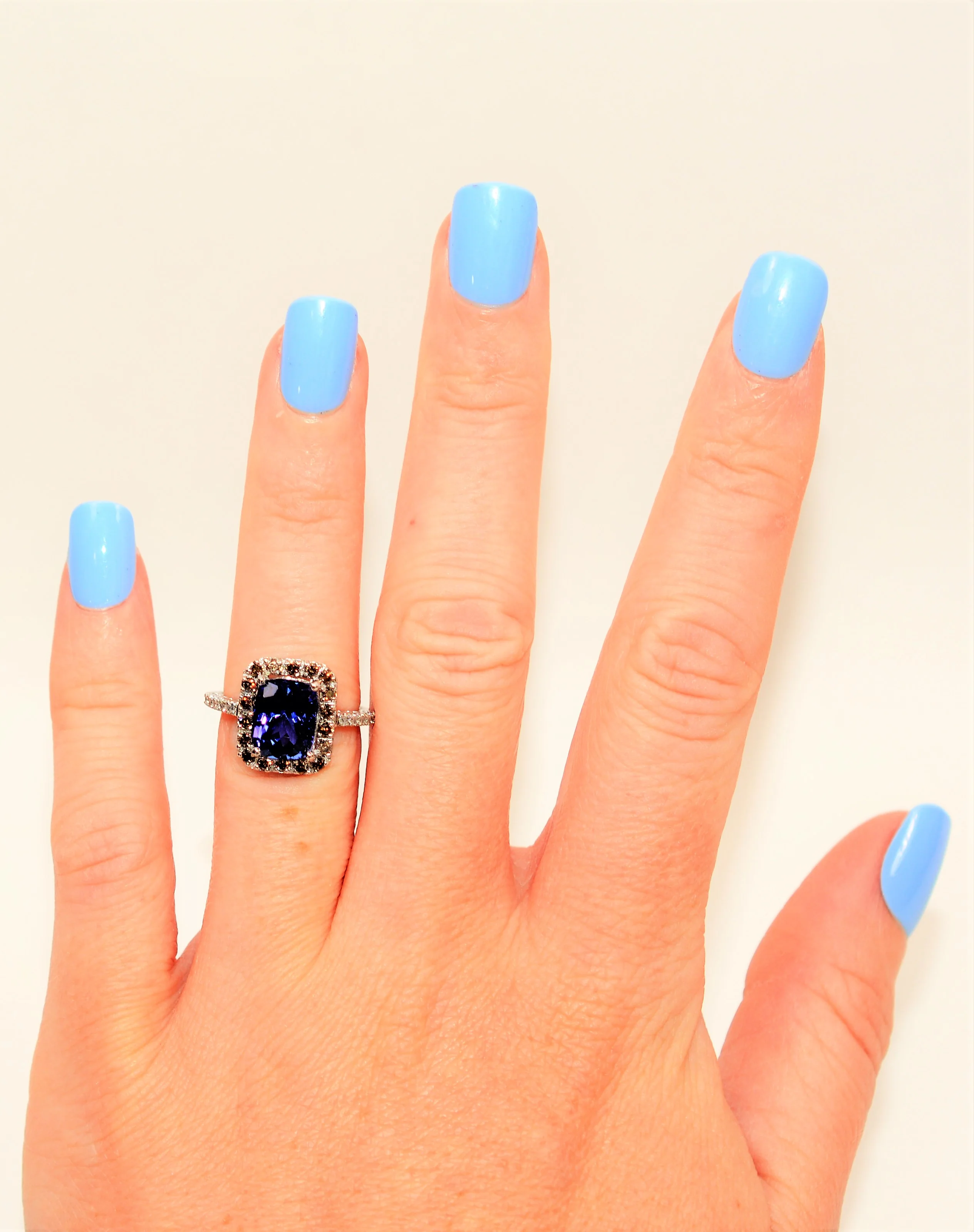 Effy Certified Natural D'Block  Tanzanite & Fancy Chocolate Diamond Ring 14K Solid White Gold 3.21tcw Designer Ring Cocktail Ring Jewellery - Image 3