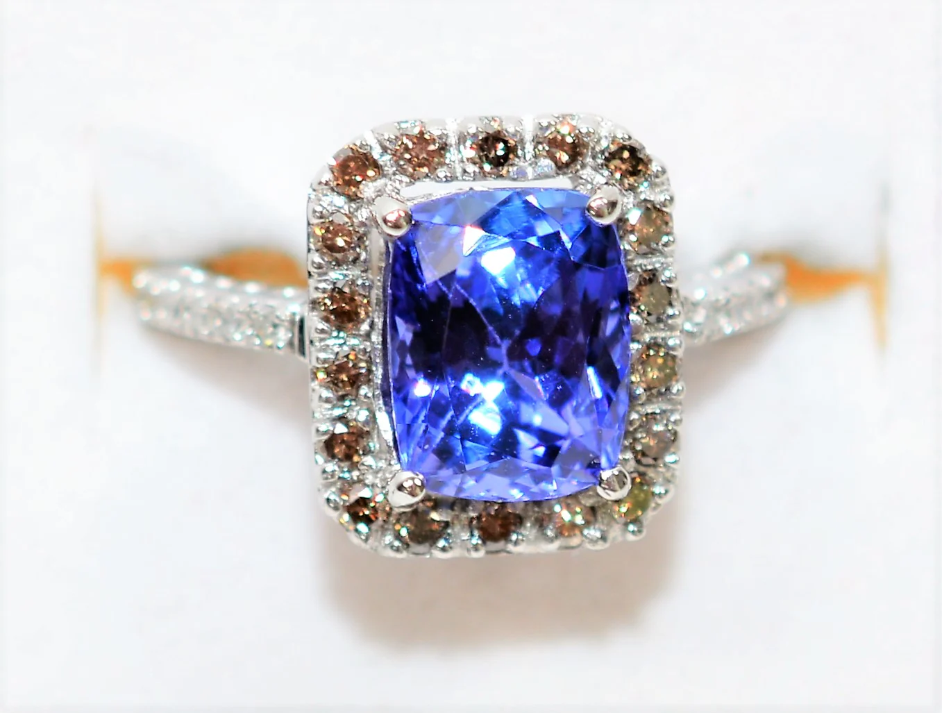 Effy Certified Natural D'Block  Tanzanite & Fancy Chocolate Diamond Ring 14K Solid White Gold 3.21tcw Designer Ring Cocktail Ring Jewellery - Image 6