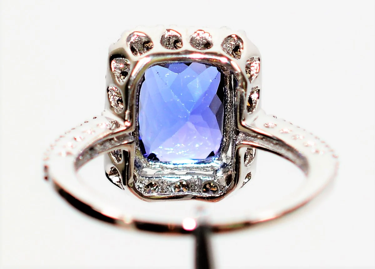 Effy Certified Natural D'Block  Tanzanite & Fancy Chocolate Diamond Ring 14K Solid White Gold 3.21tcw Designer Ring Cocktail Ring Jewellery - Image 8