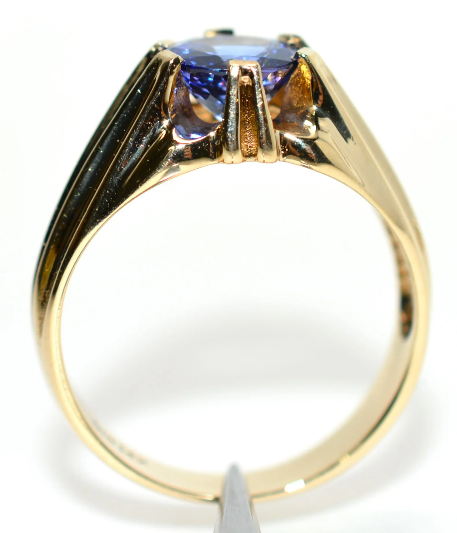 Certified Natural D'Block Tanzanite 14K Gold 1.72ct Mens Ring Solitaire Ring Gents Ring Vintage Ring Blue Purple Gemstone Violet Cocktail - Image 4