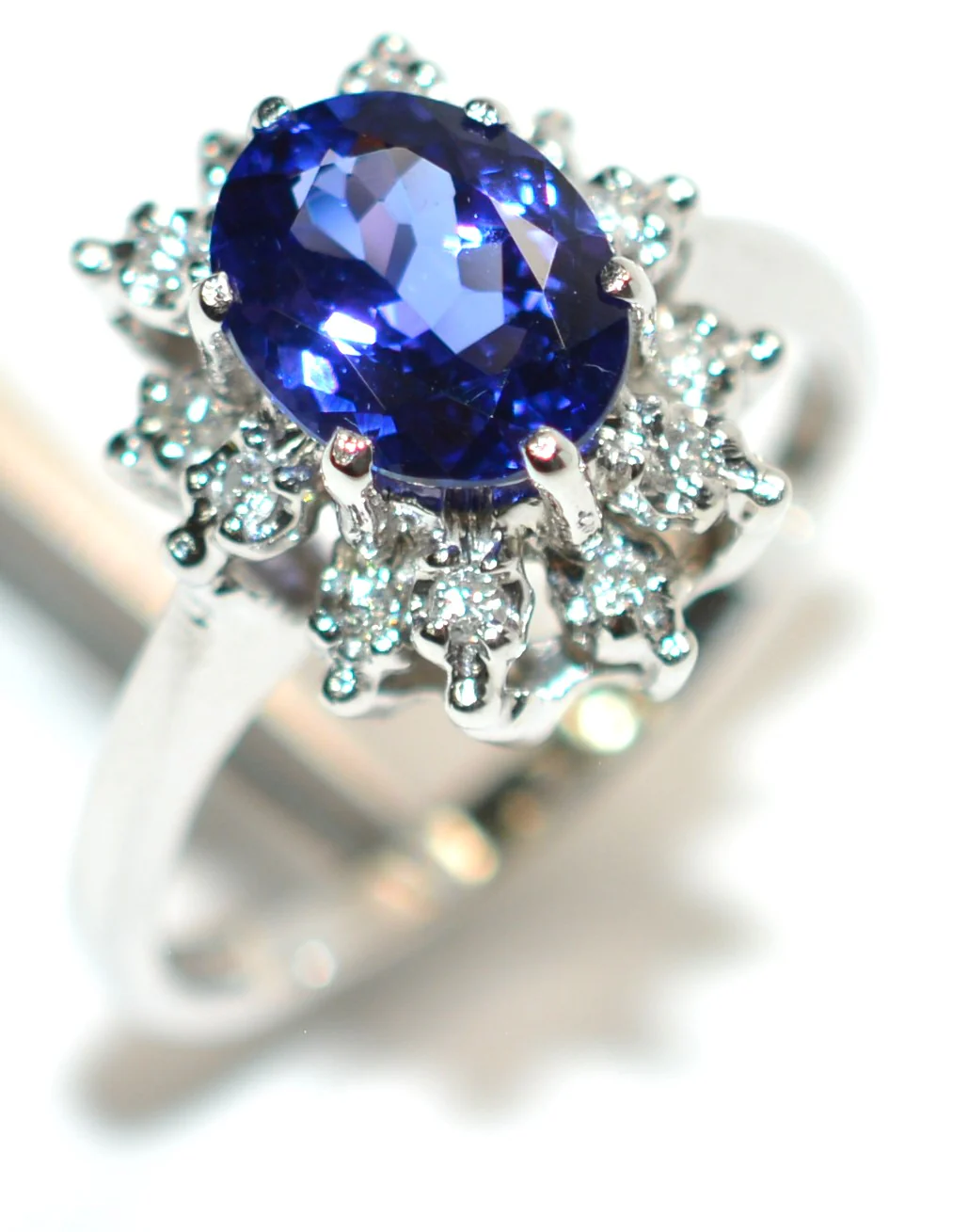 Certified Natural D'Block Tanzanite & Diamond Ring 14K White Gold 1.99tcw Engagement Ring Statement Ring Cocktail Ring Womens Ring Halo Ring - Image 5