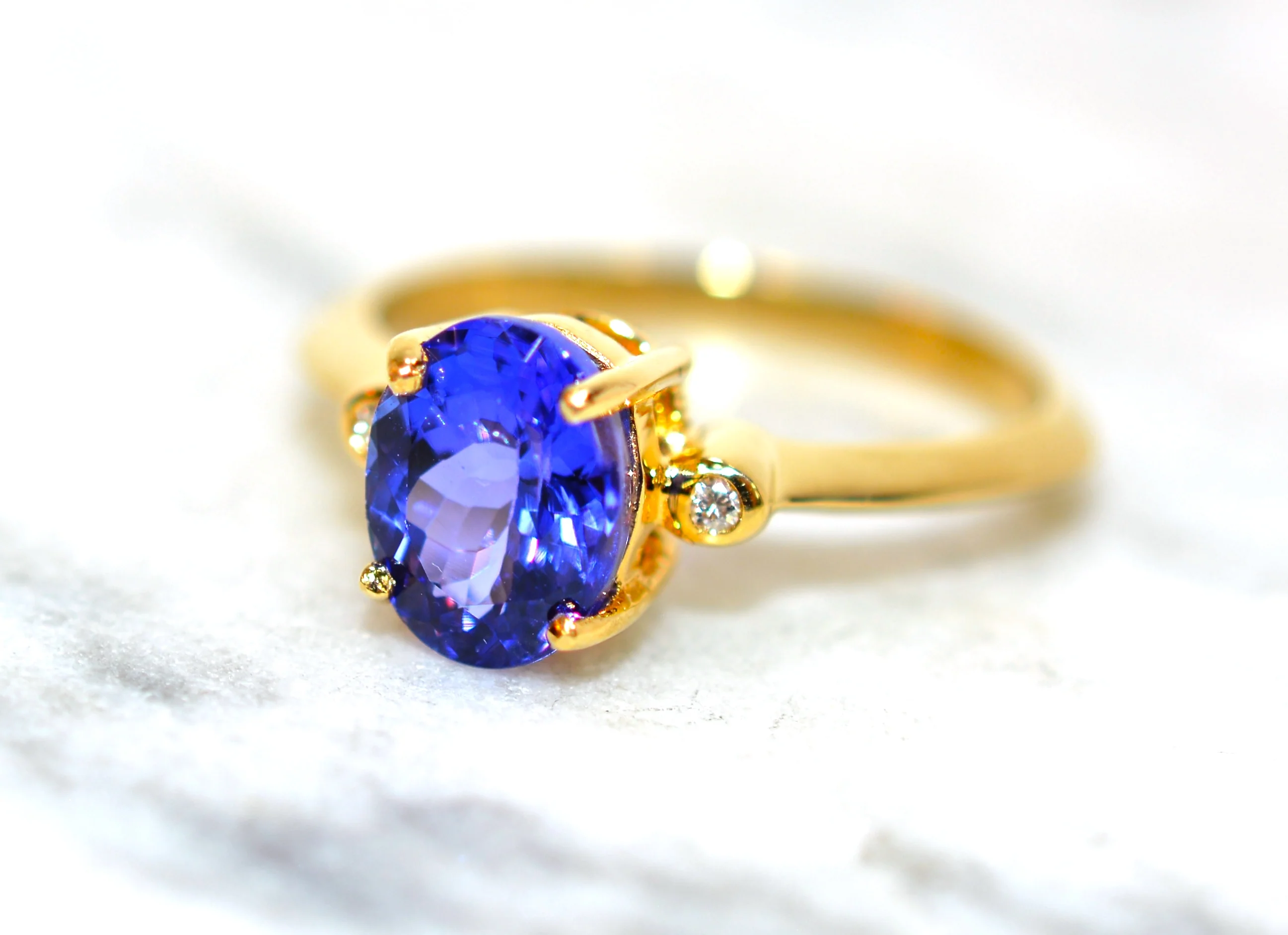 Certified Natural D'Block Tanzanite & Diamond Ring 18K Solid Gold 1.94tcw Gemstone Ring Birthstone Ring Engagement Ring Cocktail Ring Estate - Image 9