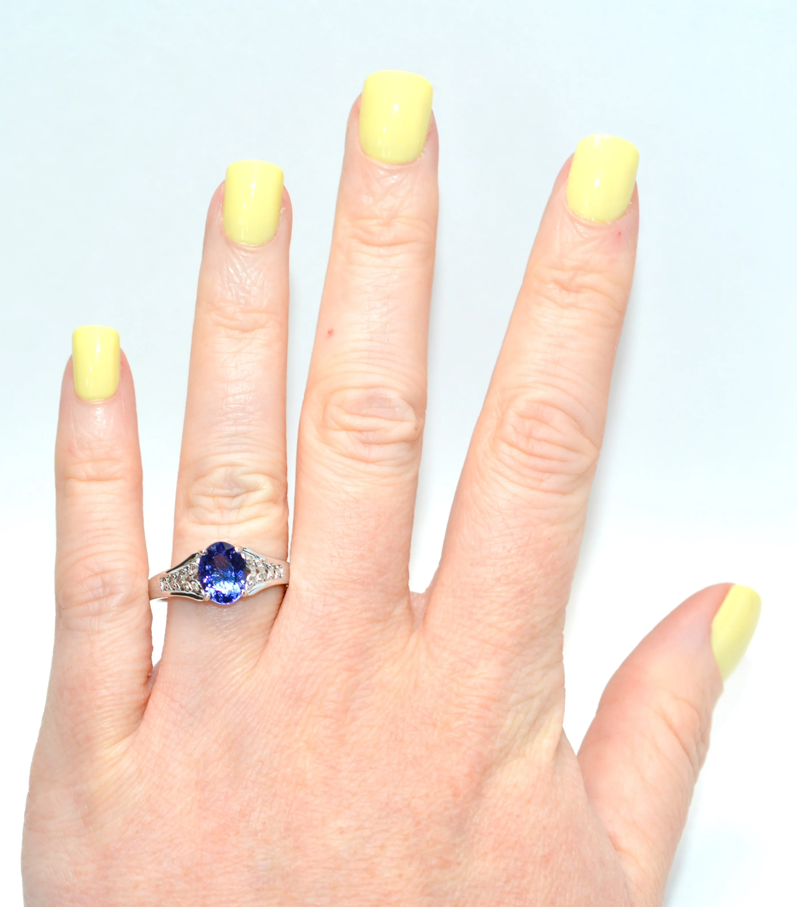 Certified Natural D'Block Tanzanite & Diamond Ring 18K White Gold 1.72tcw Engagement Ring Statement Ring Cocktail Ring Womens Ring Pave Ring - Image 3