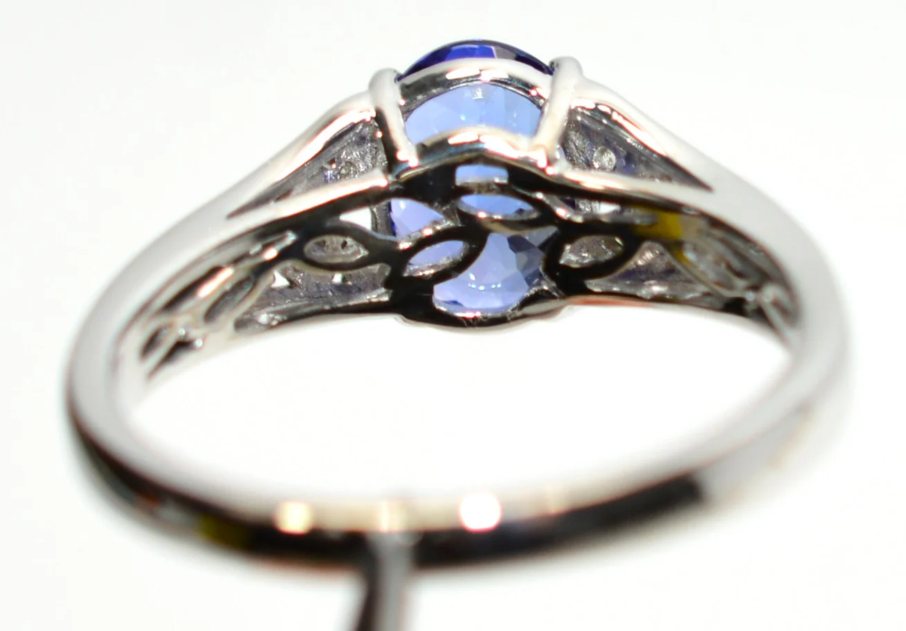 Certified Natural D'Block Tanzanite & Diamond Ring 18K White Gold 1.72tcw Engagement Ring Statement Ring Cocktail Ring Womens Ring Pave Ring - Image 8