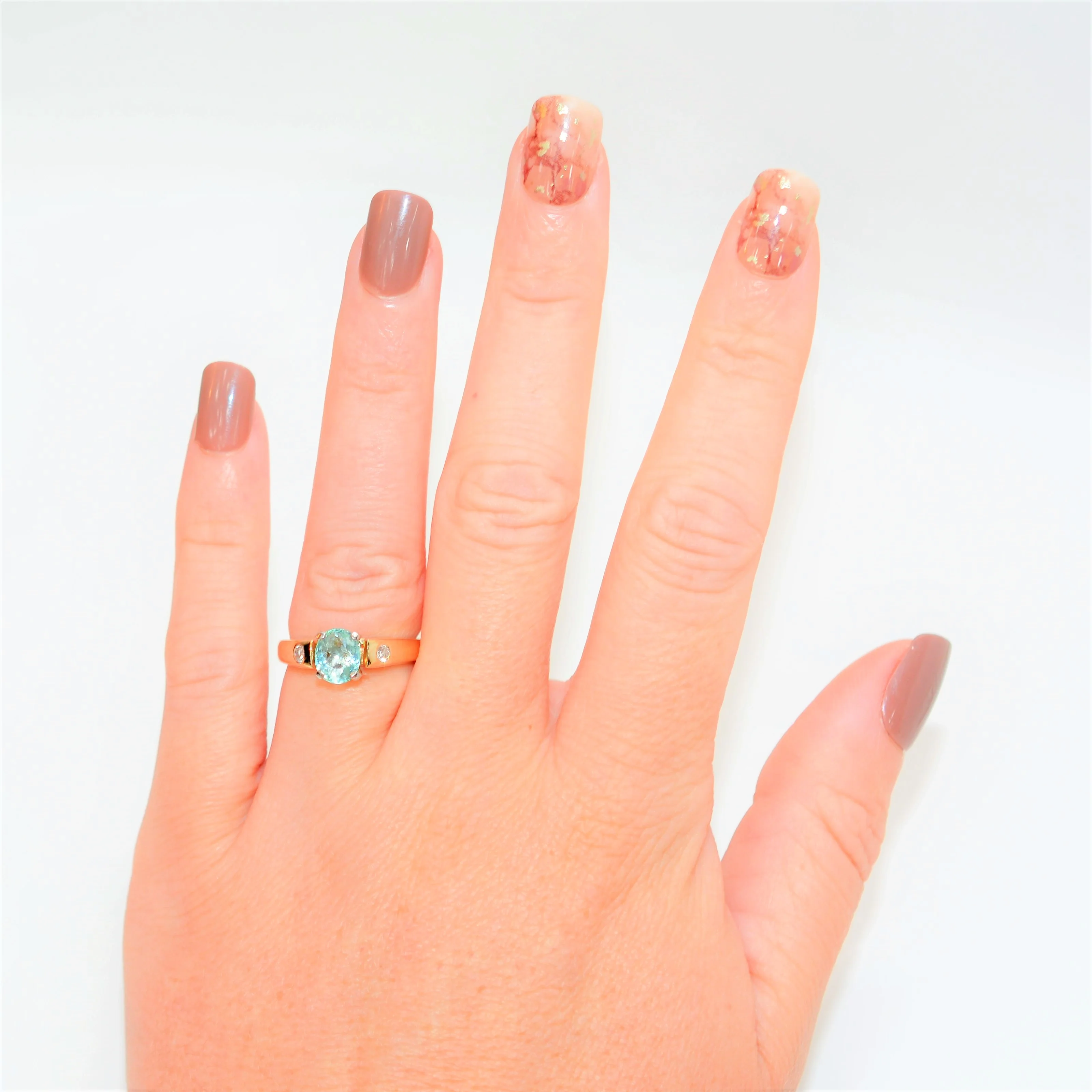 Certified Natural Paraiba Tourmaline & Diamond Ring 14K Solid Gold 1.18tcw Gemstone Engagement Fine Estate Jewelry - Image 3