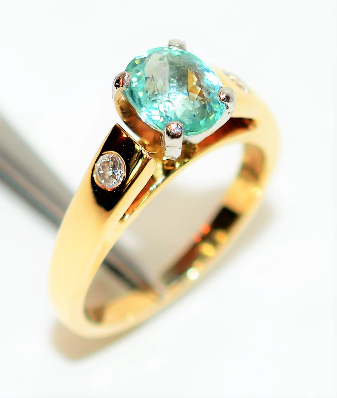 Certified Natural Paraiba Tourmaline & Diamond Ring 14K Solid Gold 1.18tcw Gemstone Engagement Fine Estate Jewelry - Image 5