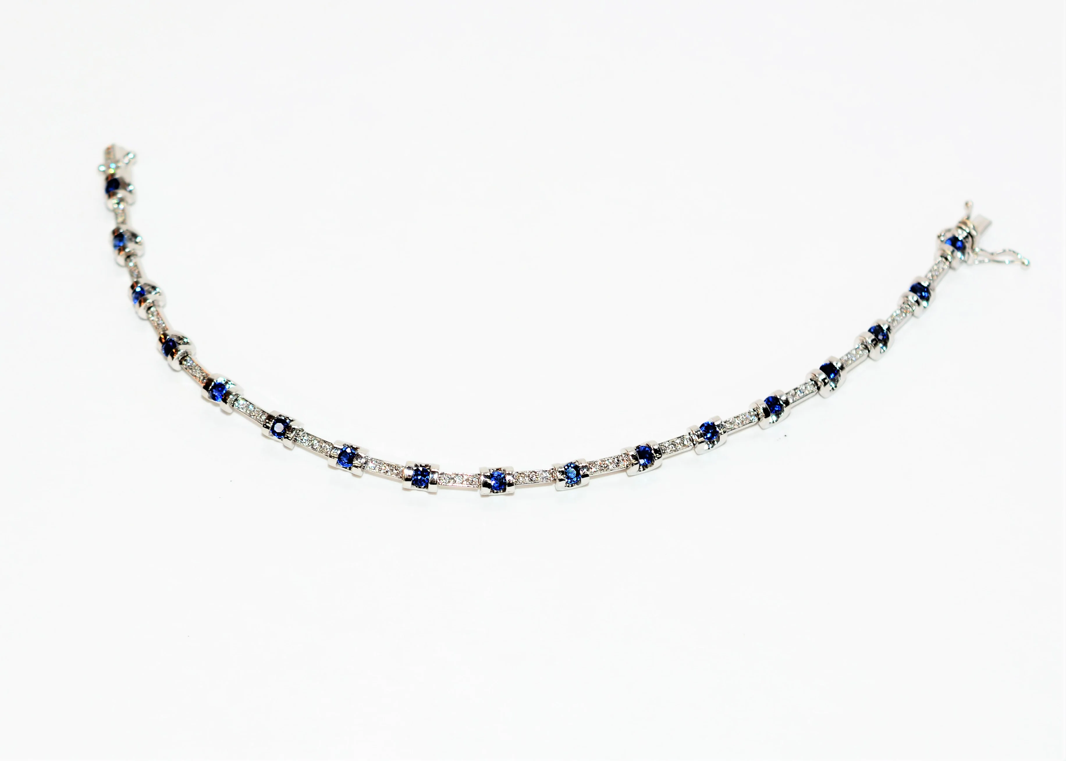 Natural Ceylon Sapphire & Diamond Bracelet 18K Solid White Gold 2.28tcw Tennis Bracelet Gemstone Bracelet Women's Bracelet Blue Fine Jewelry - Image 5