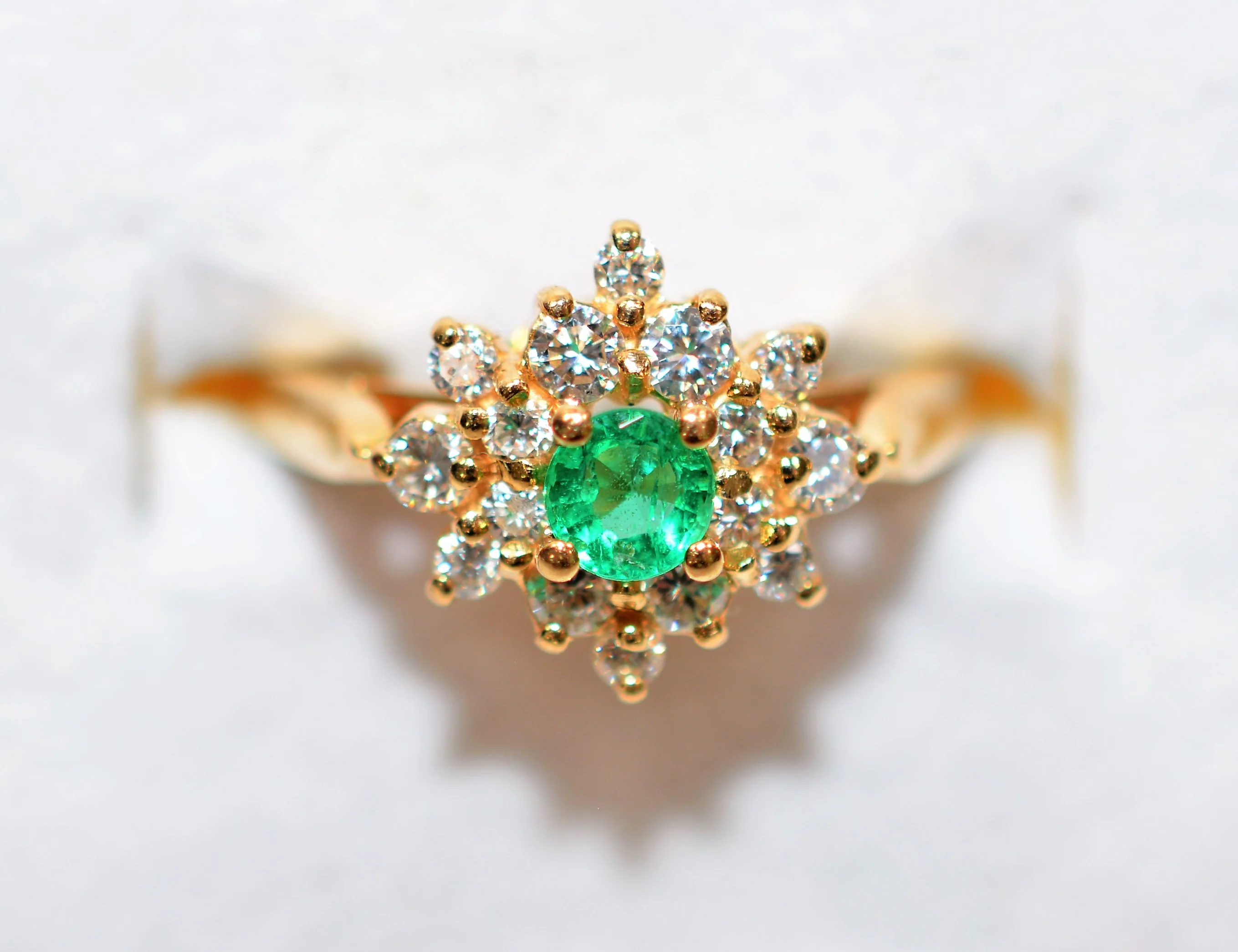 Natural Colombian Emerald & Diamond Ring 14K Solid Gold .53tcw Cluster Ring Statement Ring Vintage Ring Emerald Ring May Birthstone Ring - Image 5