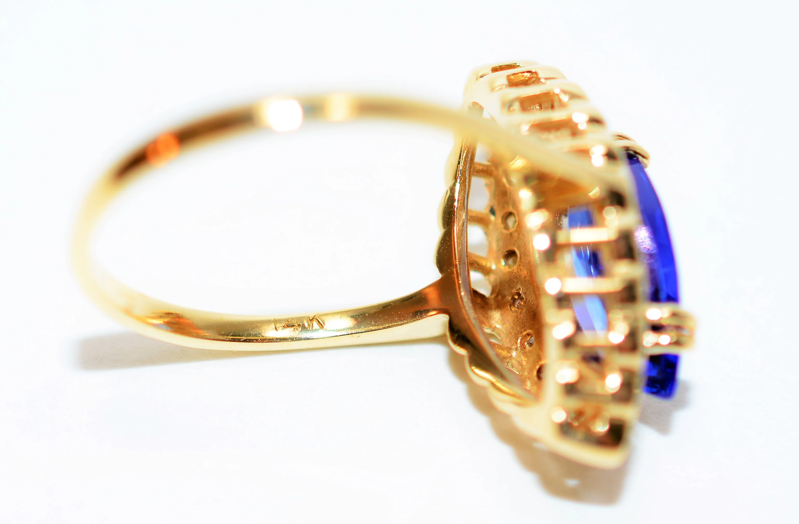 Natural D'Block Tanzanite & Diamond Ring 14K Solid Gold 1.67tcw Tanzanite Ring Gemstone Ring December Birthstone Ring Marquise Ring Vintage - Image 6