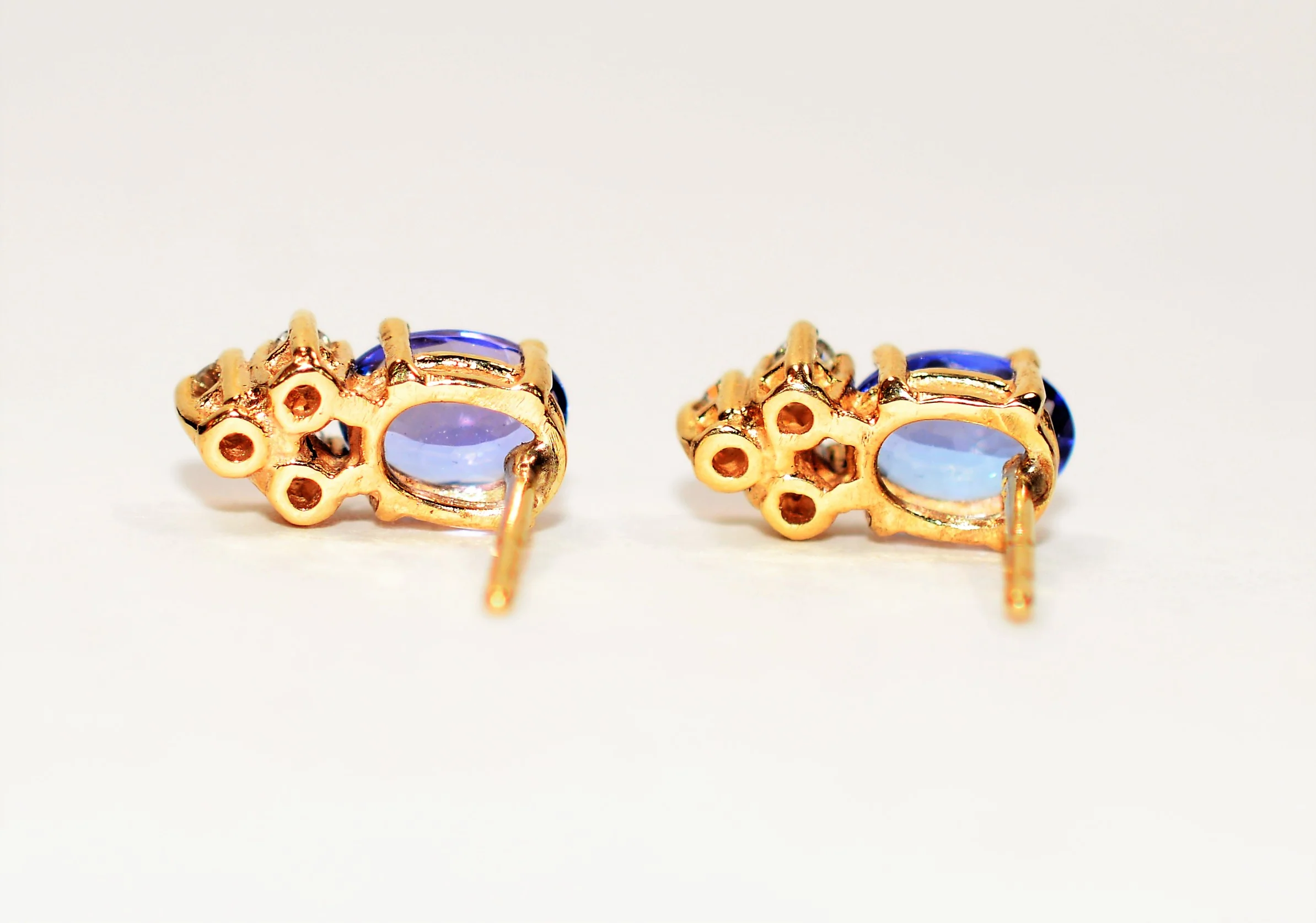 Natural D'Block Tanzanite & Diamond Earrings 14K Solid Gold 1.78tcw Stud Earrings Tanzanite Earrings Statement Earrings Fine Womens Earrings - Image 5