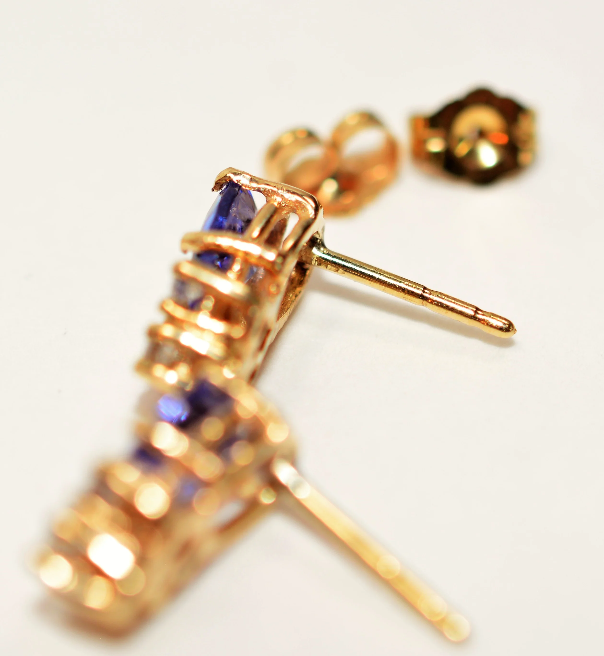 Natural D'Block Tanzanite & Diamond Earrings 14K Solid Gold 1.78tcw Stud Earrings Tanzanite Earrings Statement Earrings Fine Womens Earrings - Image 6