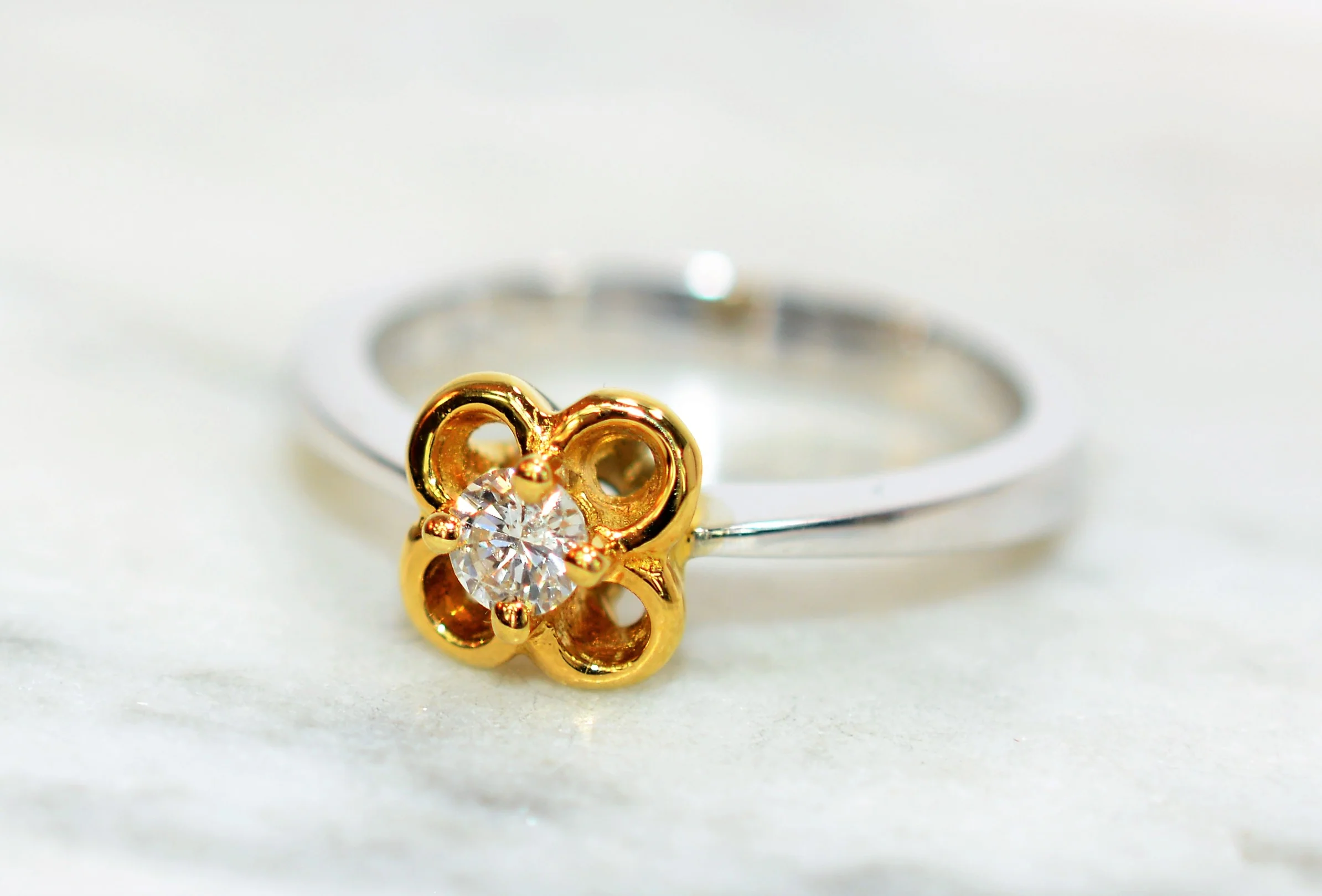 Natural Diamond Ring 18K Solid Gold .27ct Solitaire Ring Engagement Ring Flower Ring Promise Ring Wedding Ring Ladies Ring Fine Women's Ring - Image 8