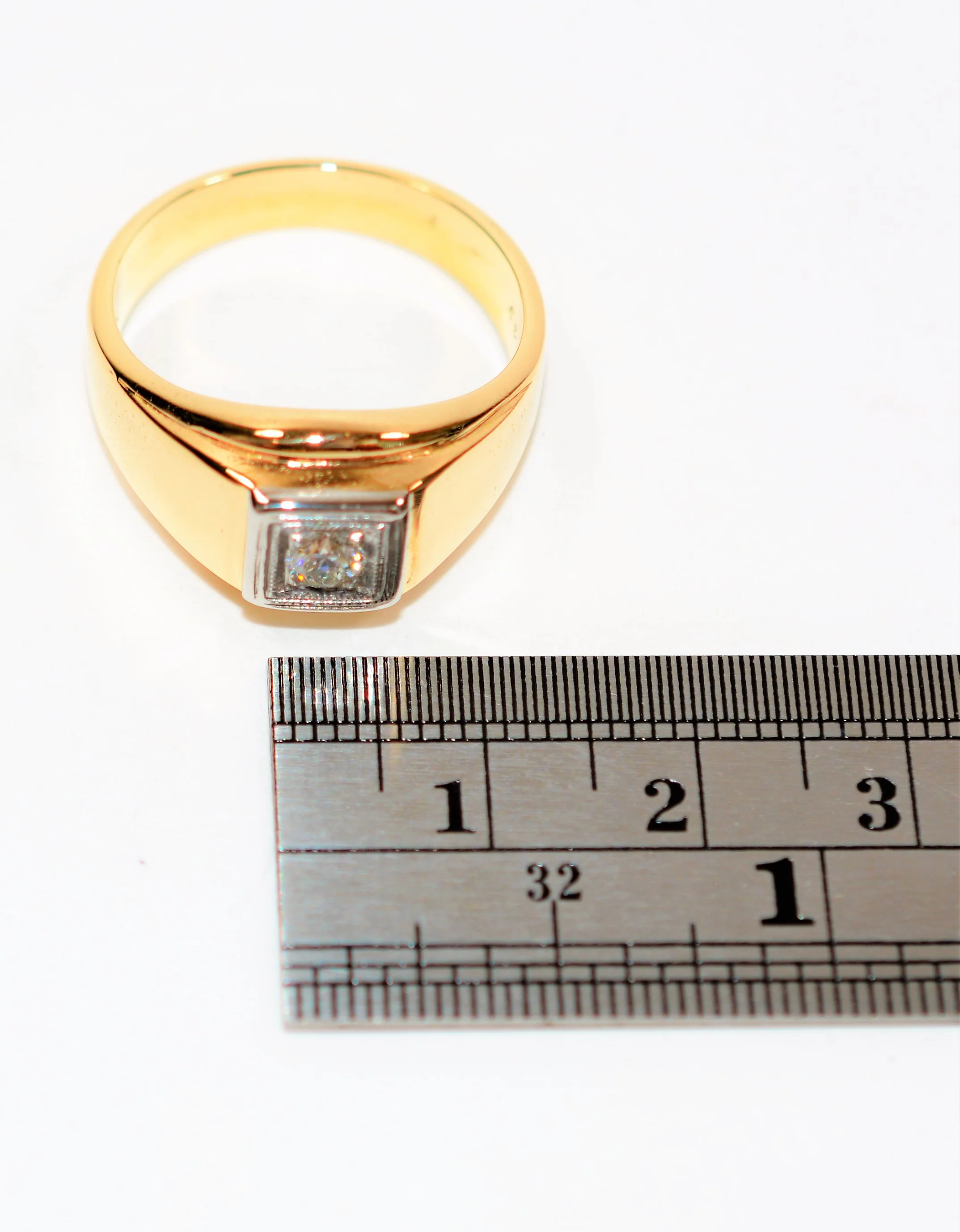 Natural Diamond Ring 14K Solid Gold .22ct Solitaire Ring Statement Ring Cocktail Ring Birthstone Ring Estate Jewelry Vintage Ring Men's Ring - Image 11