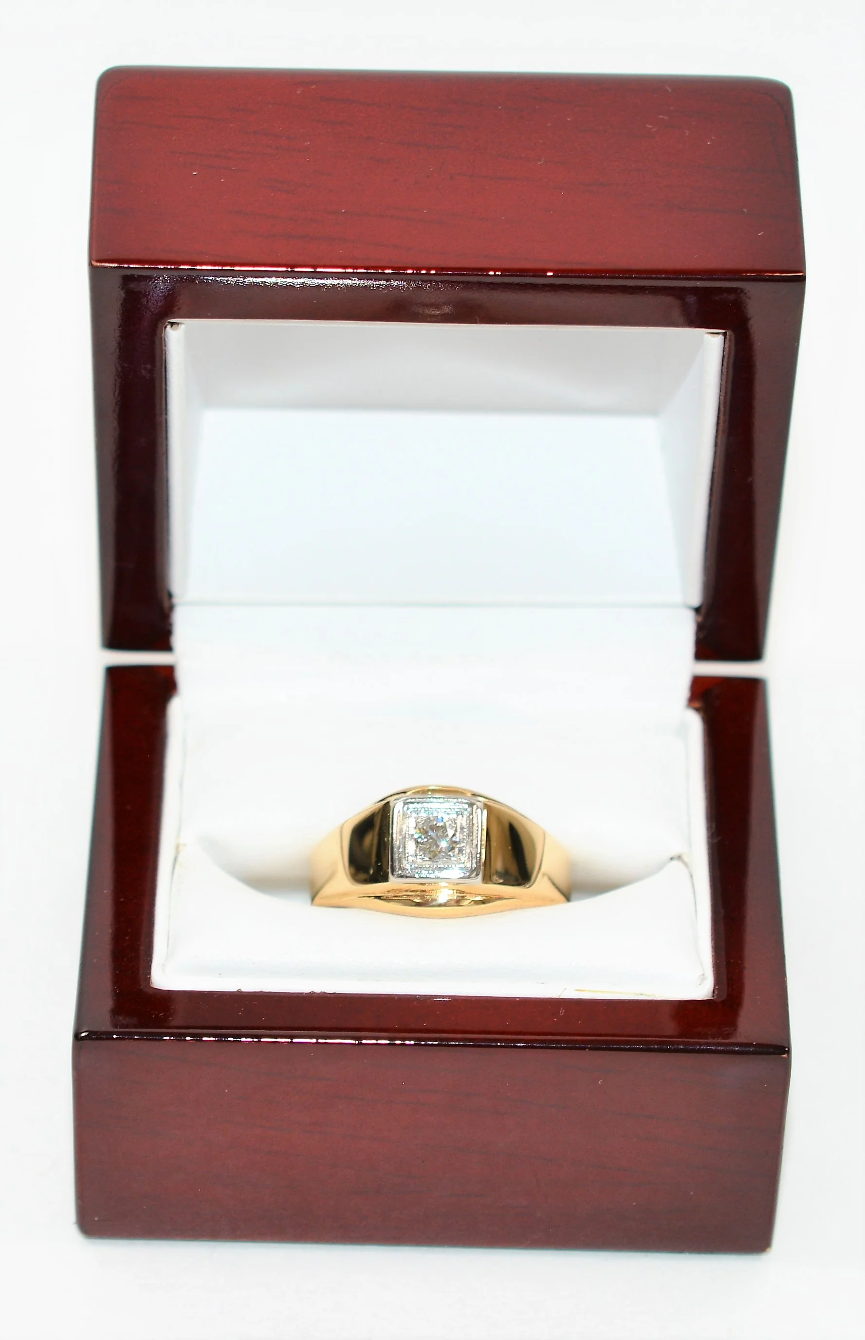 Natural Diamond Ring 14K Solid Gold .22ct Solitaire Ring Statement Ring Cocktail Ring Birthstone Ring Estate Jewelry Vintage Ring Men's Ring - Image 12