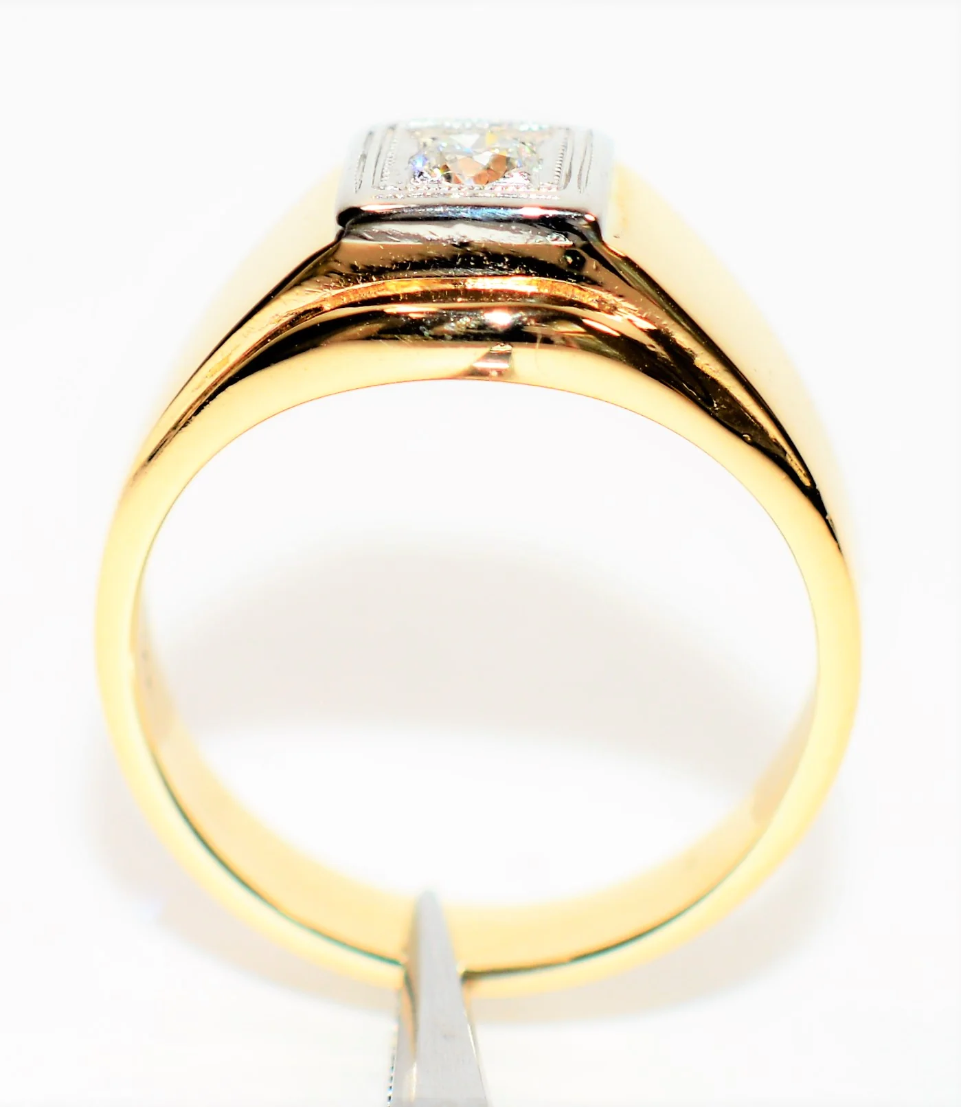 Natural Diamond Ring 14K Solid Gold .22ct Solitaire Ring Statement Ring Cocktail Ring Birthstone Ring Estate Jewelry Vintage Ring Men's Ring - Image 3