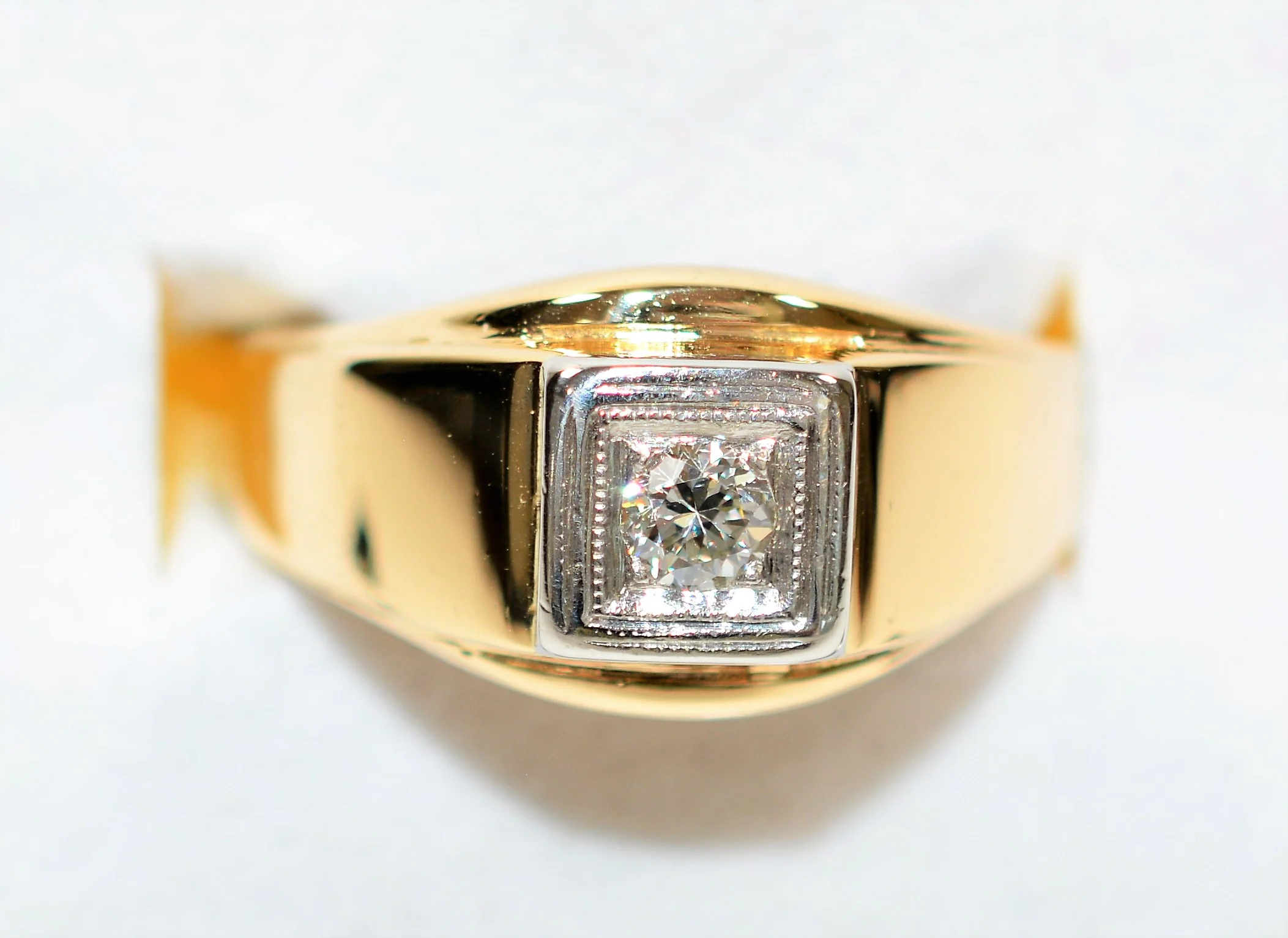 Natural Diamond Ring 14K Solid Gold .22ct Solitaire Ring Statement Ring Cocktail Ring Birthstone Ring Estate Jewelry Vintage Ring Men's Ring - Image 5