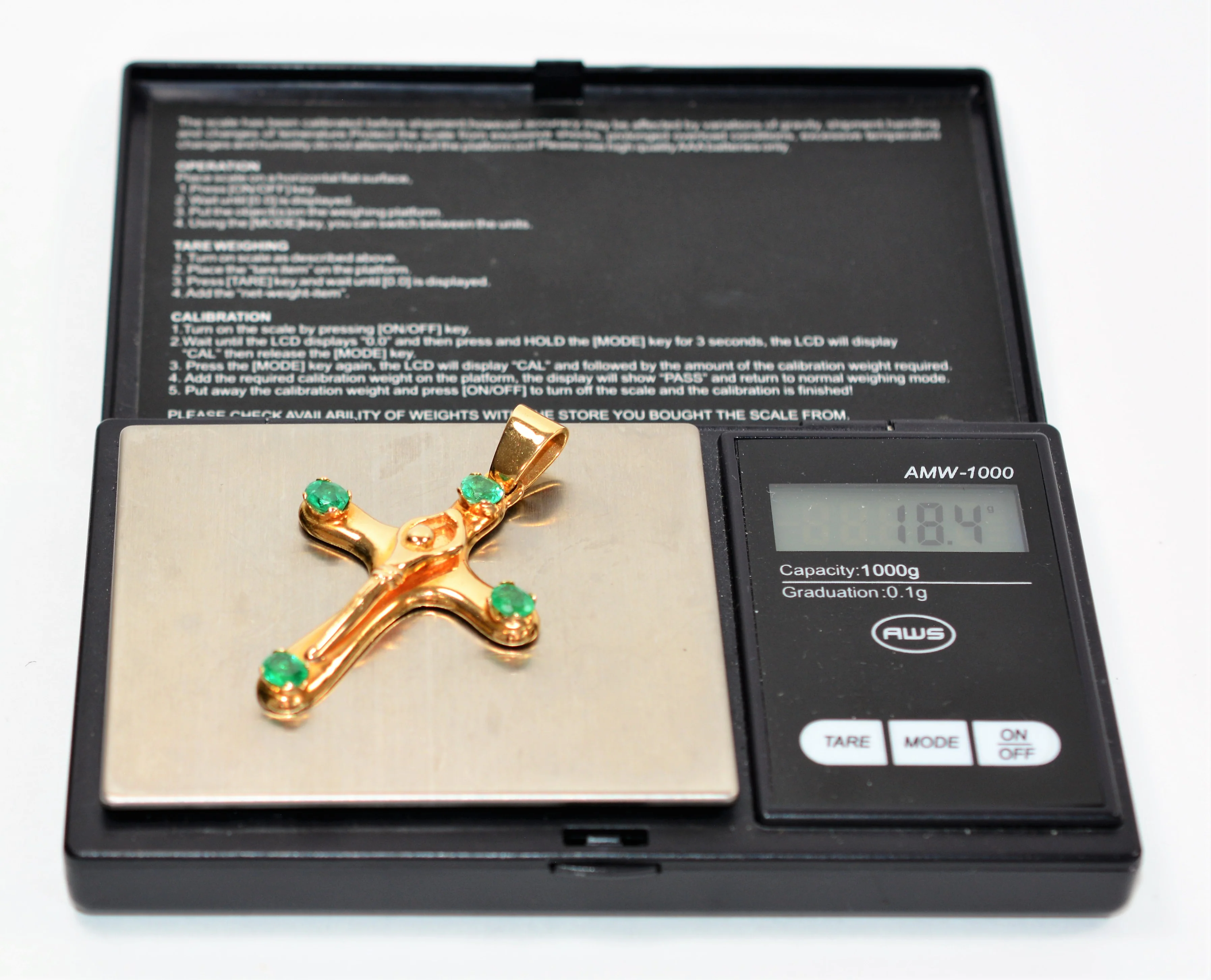 Natural Colombian Emerald 18K Solid Yellow Gold 2.20tcw Cross Crucifix Rosary Religious Pendant Heavy Men's Unisex Women's Estate Jewellery - Image 10
