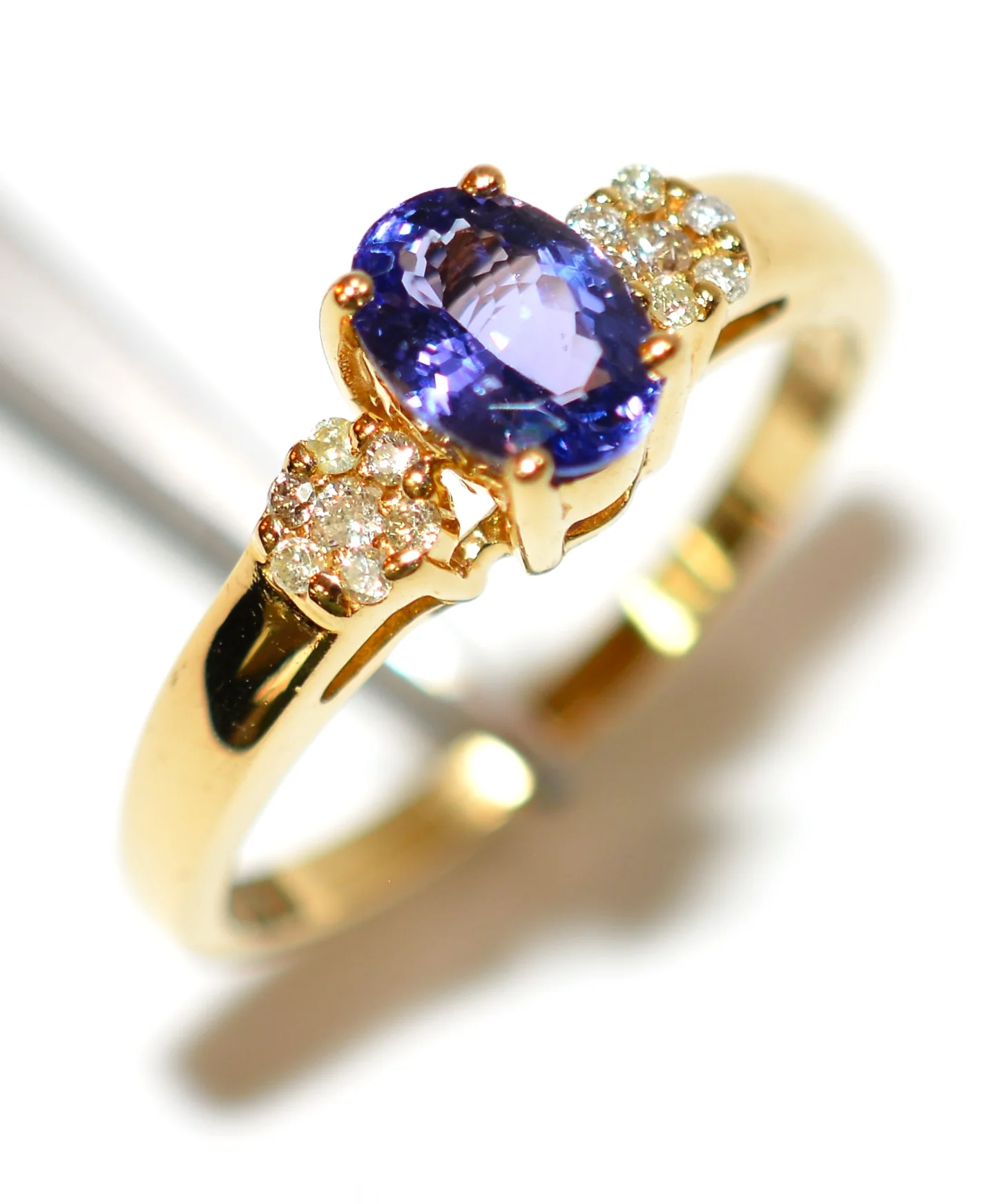 Effy Natural Tanzanite & Diamond Ring 14K Solid Gold 1.07tcw Gemstone Ring Birthstone Ring Flower Ring Engagement Ring Cocktail Ring Estate - Image 4