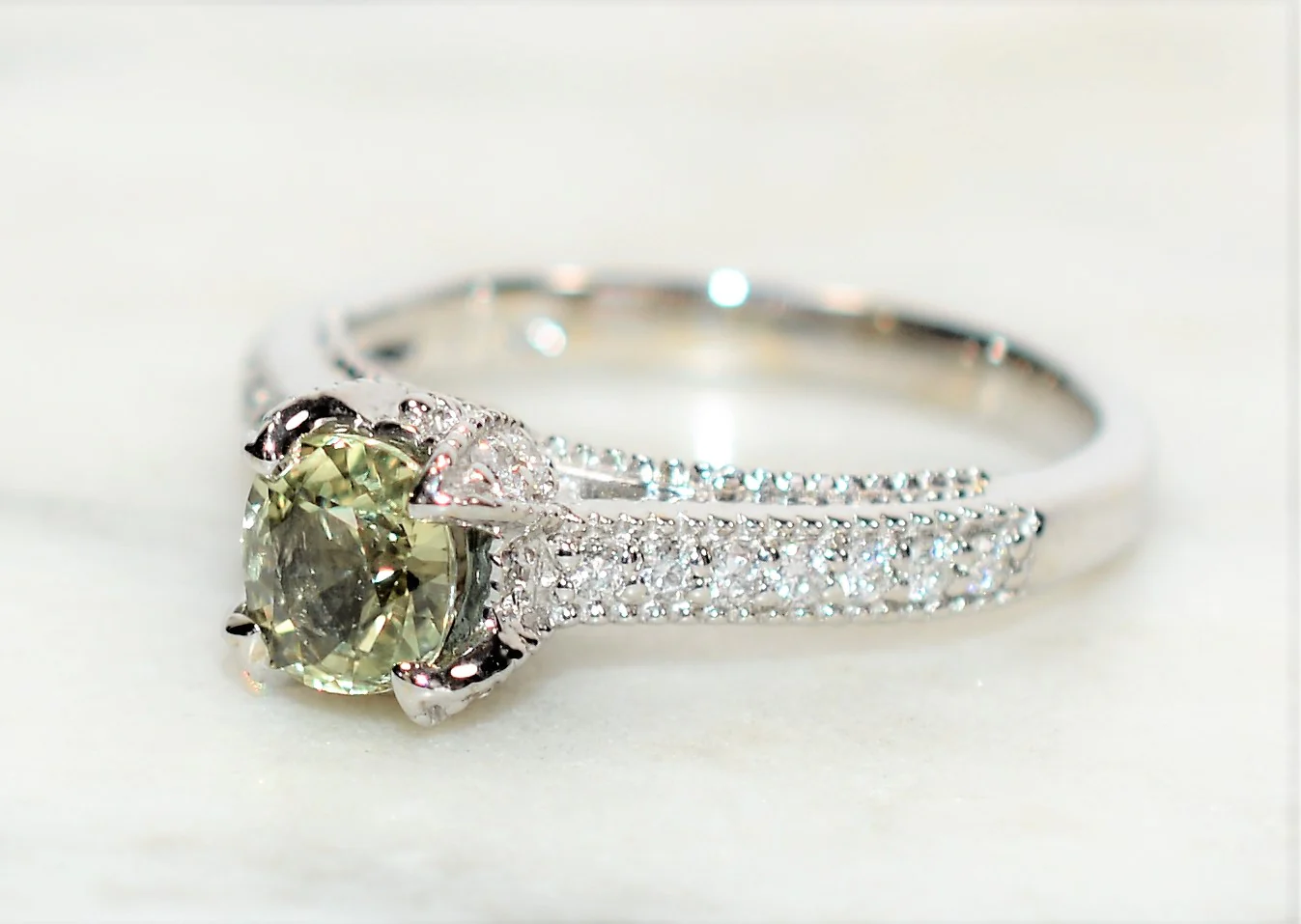 GIA Certified Natural Green Sapphire & Diamond Ring 14K Solid White Gold 1.39tcw Engagement Ring Bridal Jewelry Gemstone Engagement Jewelry - Image 10