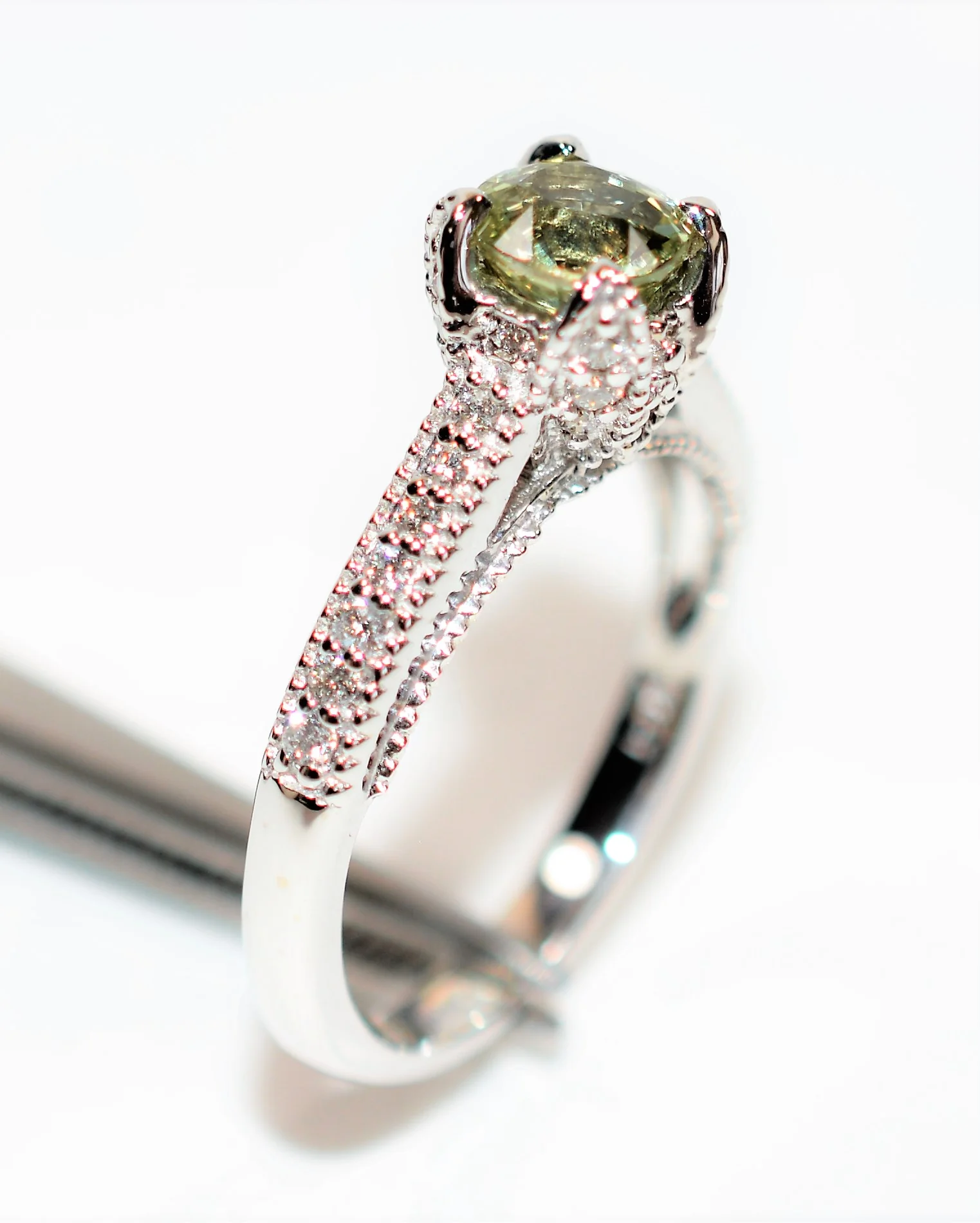 GIA Certified Natural Green Sapphire & Diamond Ring 14K Solid White Gold 1.39tcw Engagement Ring Bridal Jewelry Gemstone Engagement Jewelry - Image 5