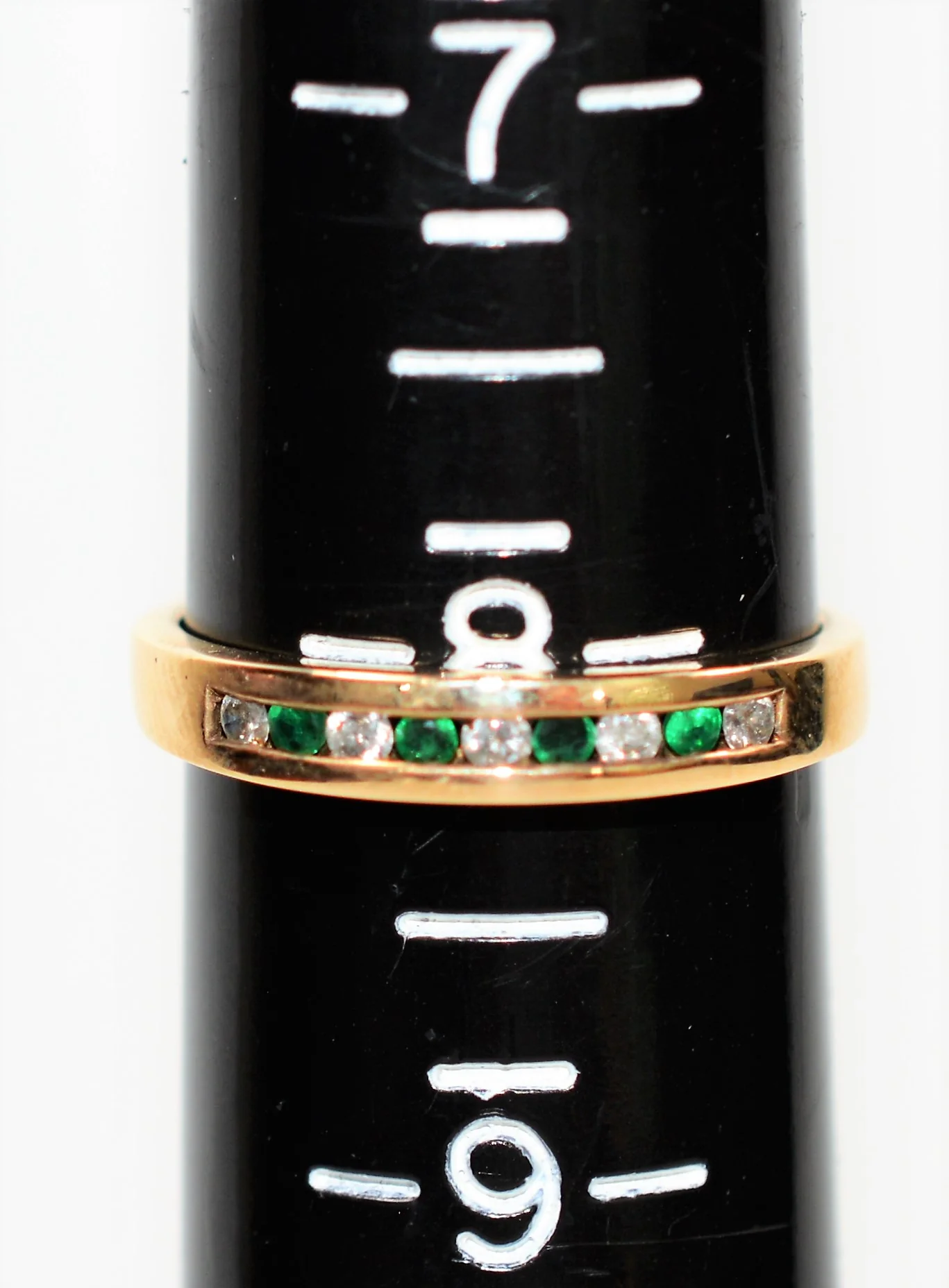 Natural Colombian Emerald & Diamond Band 10K Solid Gold .27tcw Emerald Ring Gemstone Ring Birthstone Ring Wedding Band Vintage Ring Bridal - Image 10